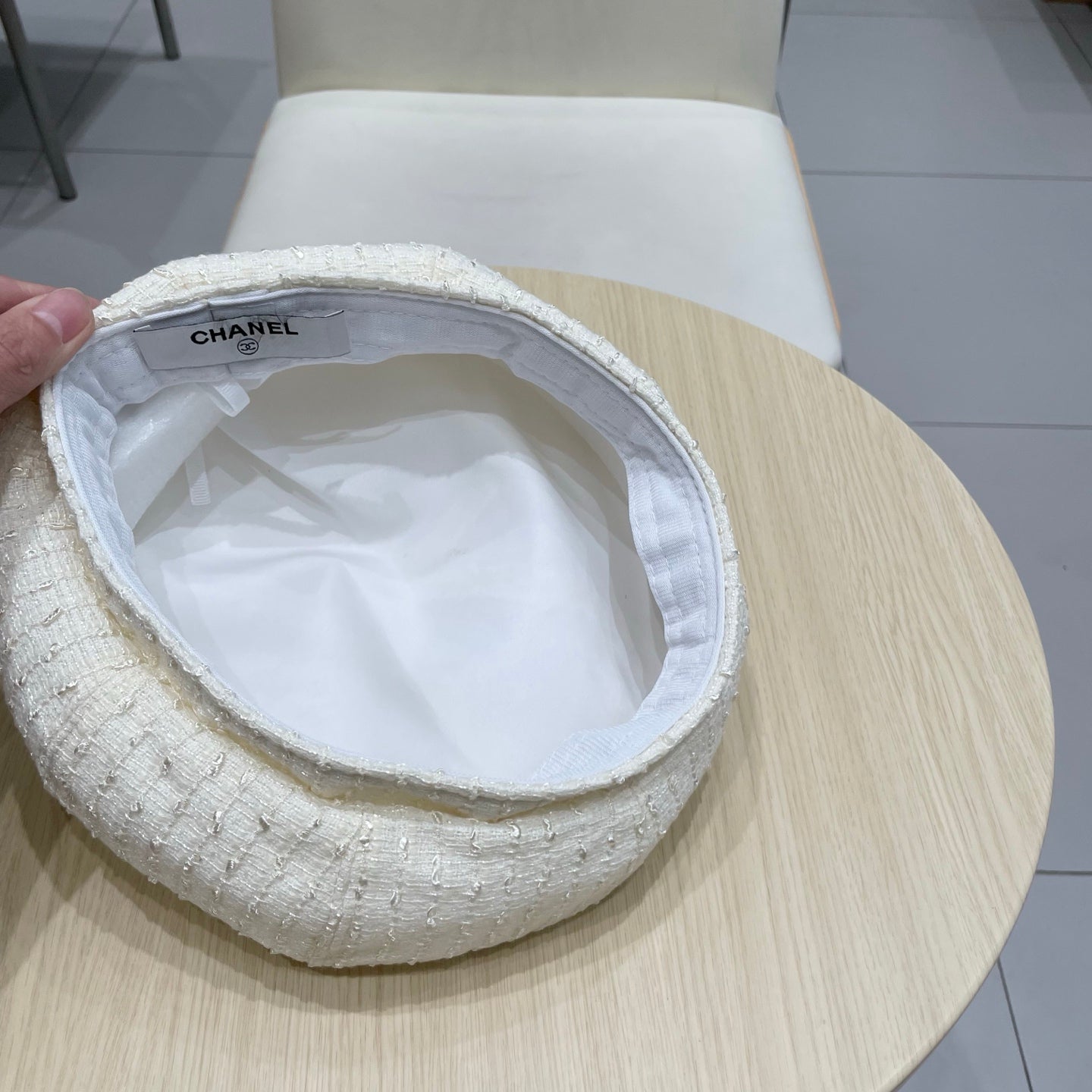 Chanel Embroidered Chanel Logo Beret 412878