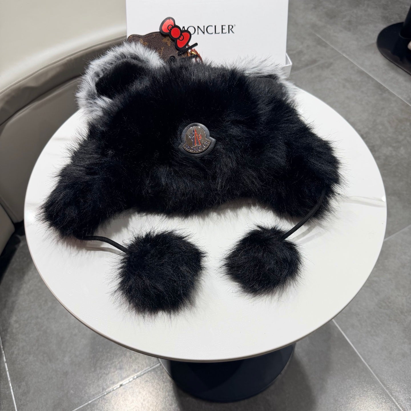 Moncler Cute Bear Ear Faux Fur Plush Hat 435201