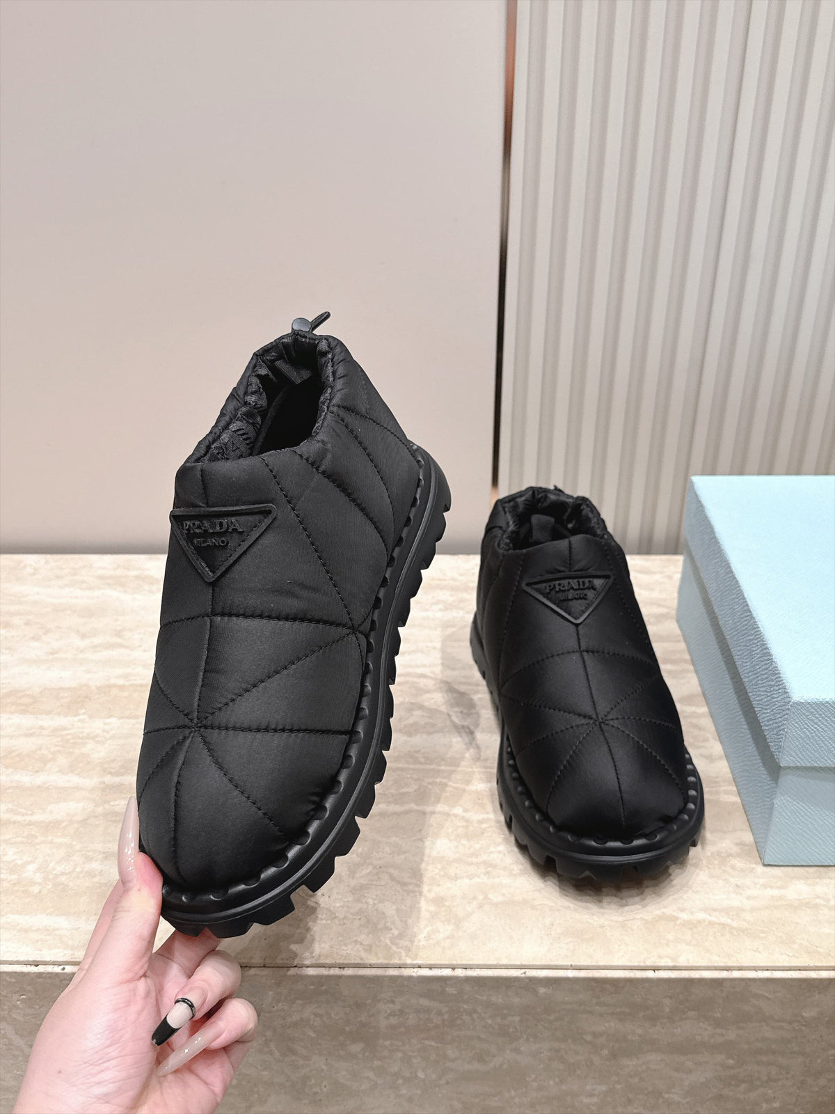 Prada 2026 Paddled Nylon Slip-on Boots Fabric 180388