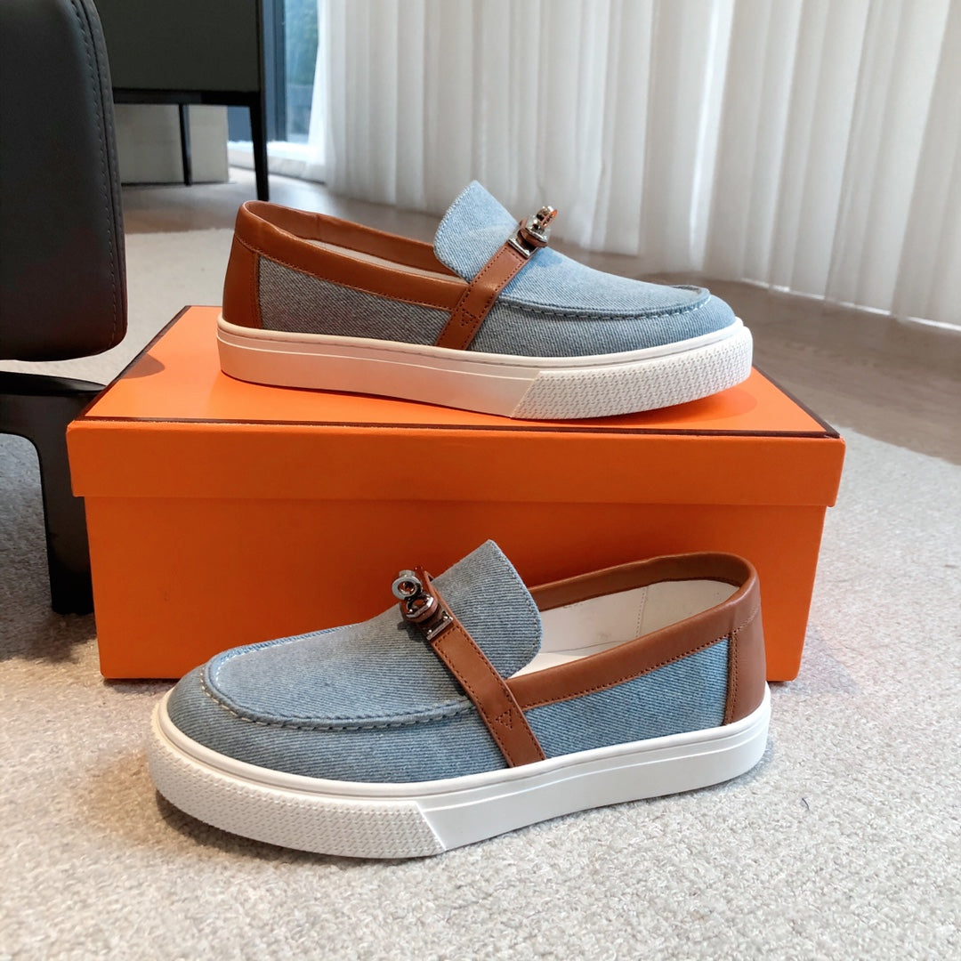 HM GAME SLIP-ON SNEAKER LIGHT BLUE DENIM