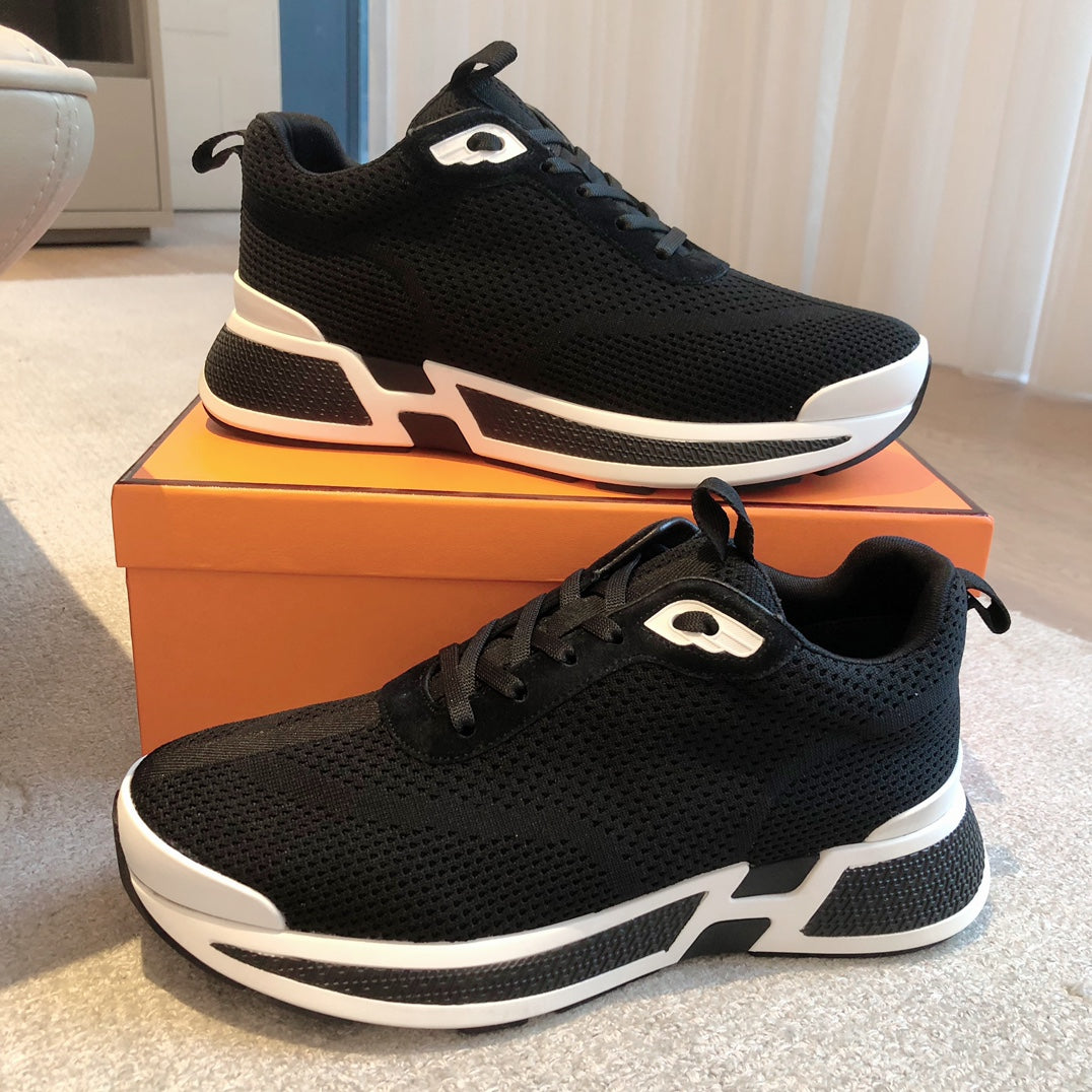 HM Heros Sneaker In Black Mix White Calfskin And Mesh Fabric  970870