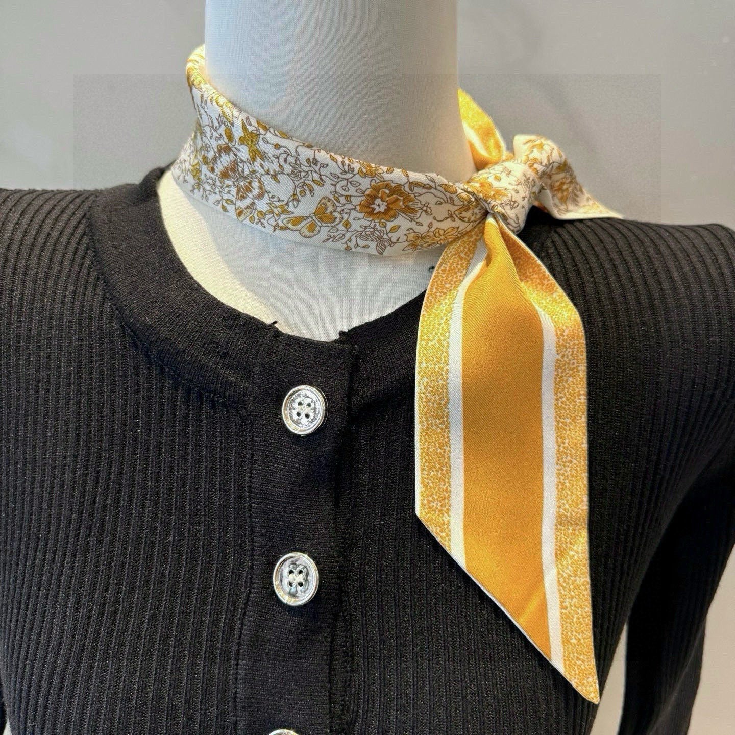 CD Twilly Mini Scarf 105cm Yellow Colorful Mulberry Silk 941921