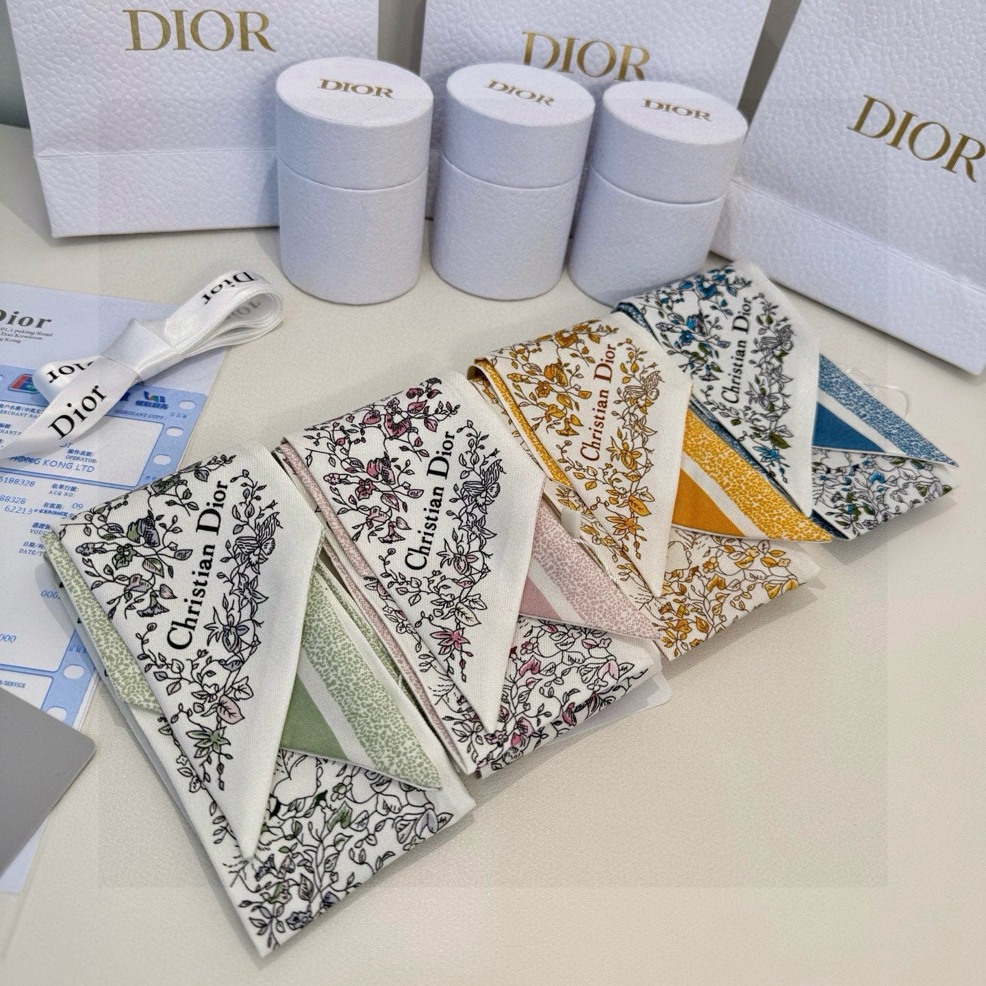 CD Twilly Mini Scarf 105cm Blue Mulberry Silk 941922