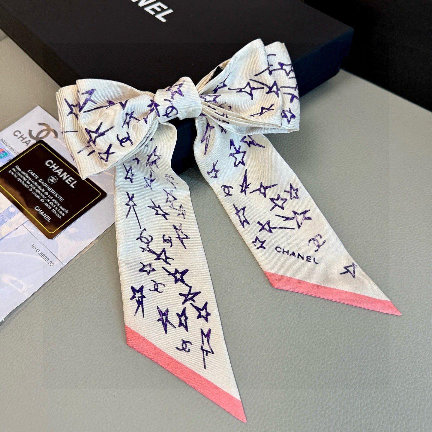 CC  Twilly Mini Star 120cm White Blue Mulberry Silk 941930