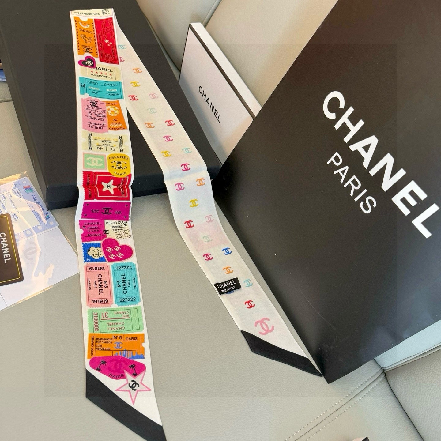 CC  Twilly Mini Star 120cm White Multicolor Mulberry Silk 941931