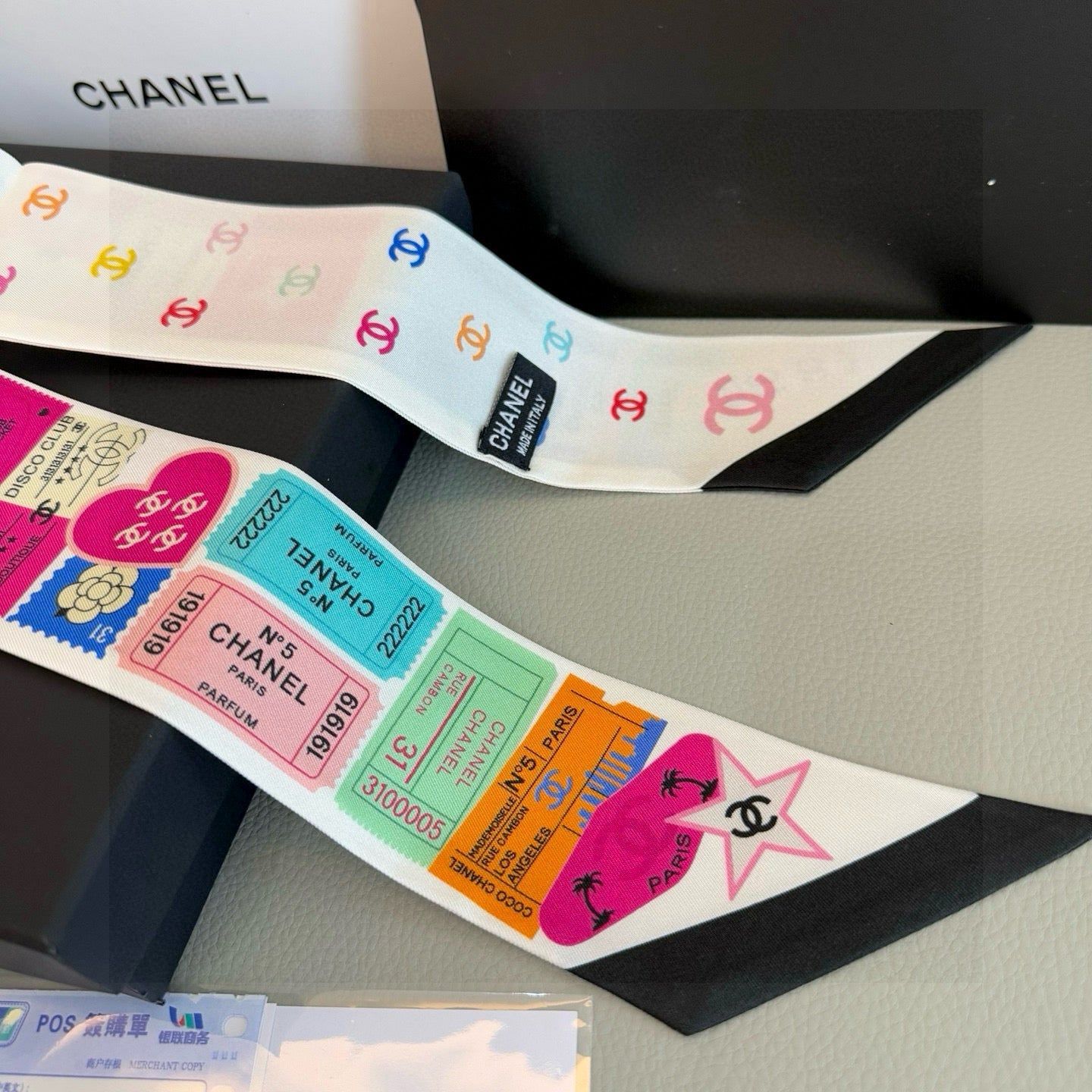 CC  Twilly Mini Star 120cm White Multicolor Mulberry Silk 941931