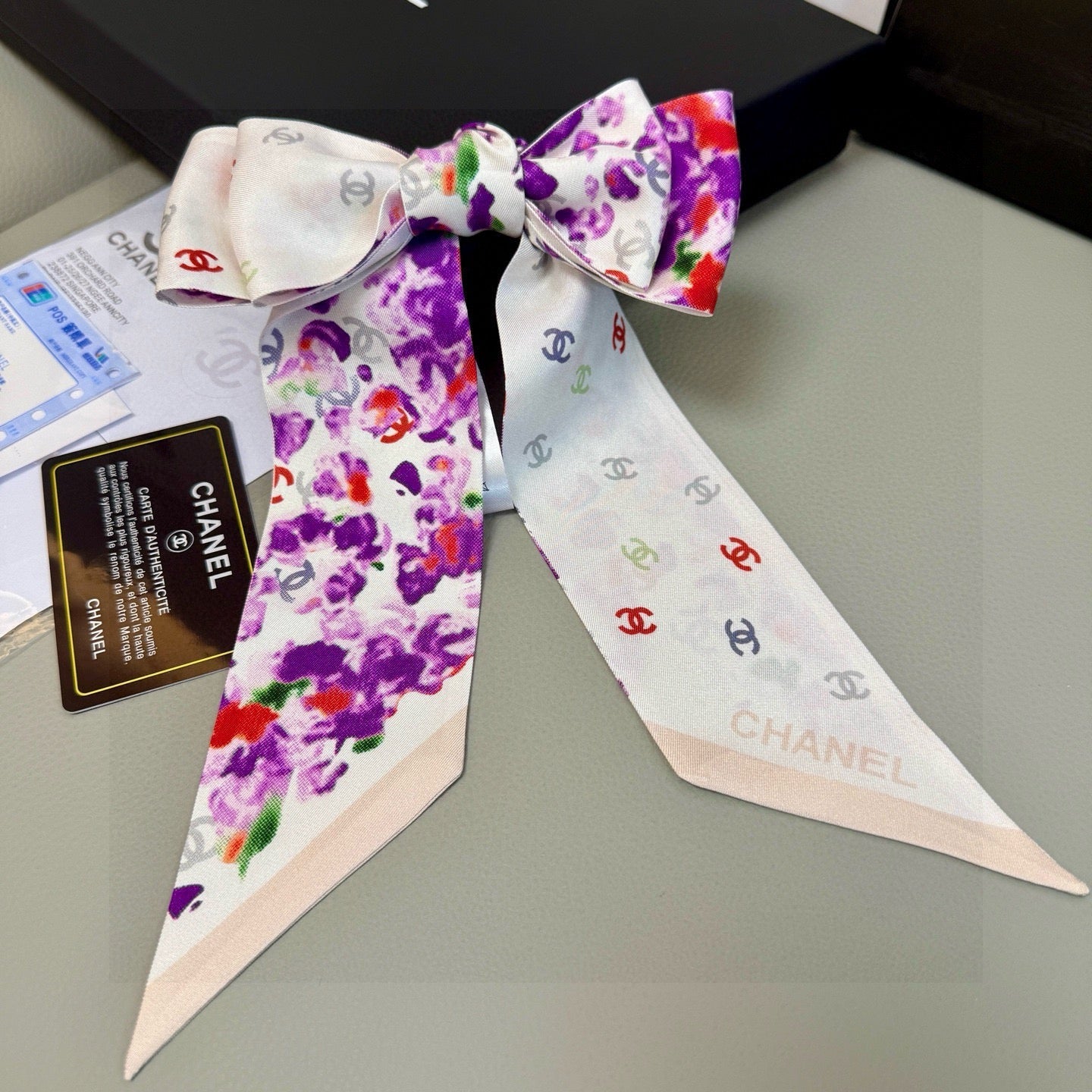 CC  Twilly Mini Star 120cm White Purple Mulberry Silk 943523