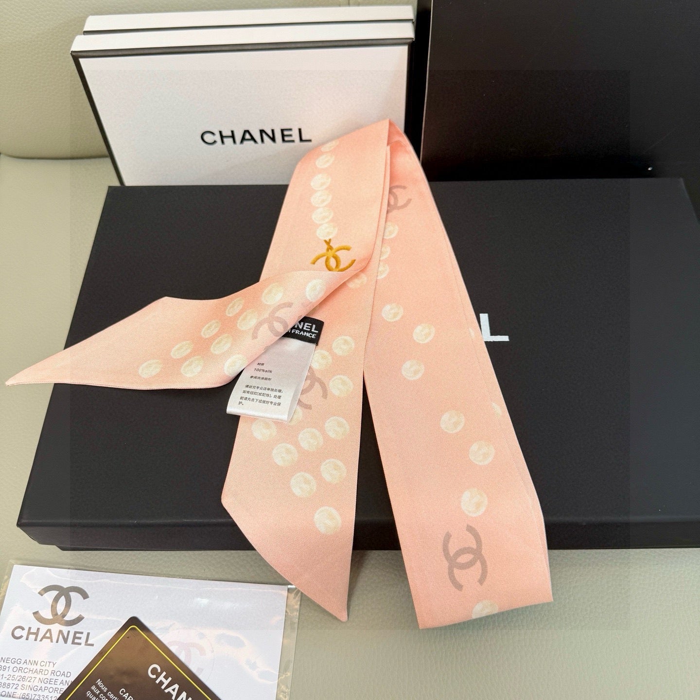 CC  Twilly Mini Scarf 120cm Light Pink Mulberry Silk 949111