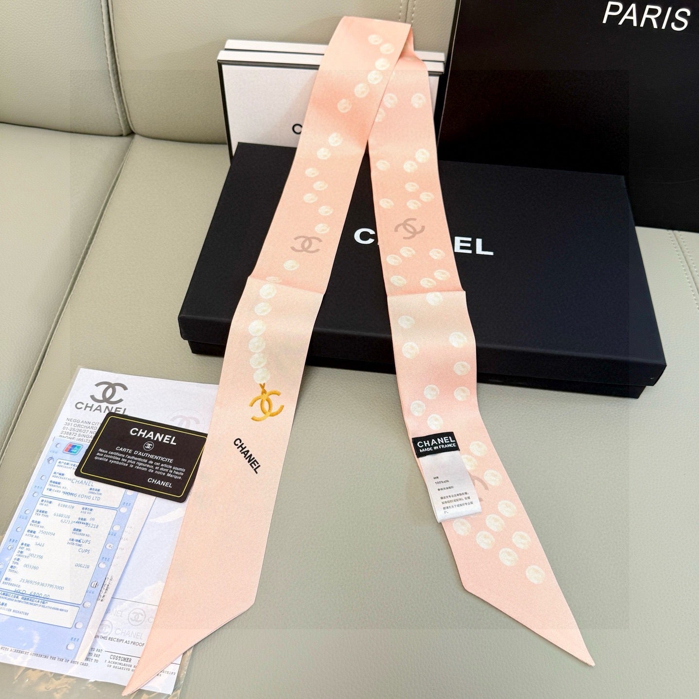 CC  Twilly Mini Scarf 120cm Light Pink Mulberry Silk 949111