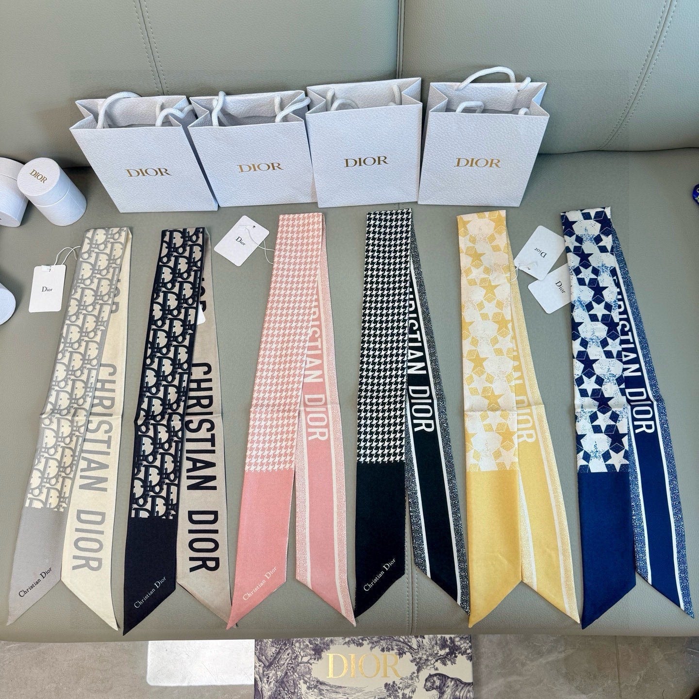 CD Twilly Mini Scarf 105cm Navy Blue Mulberry Silk 949193