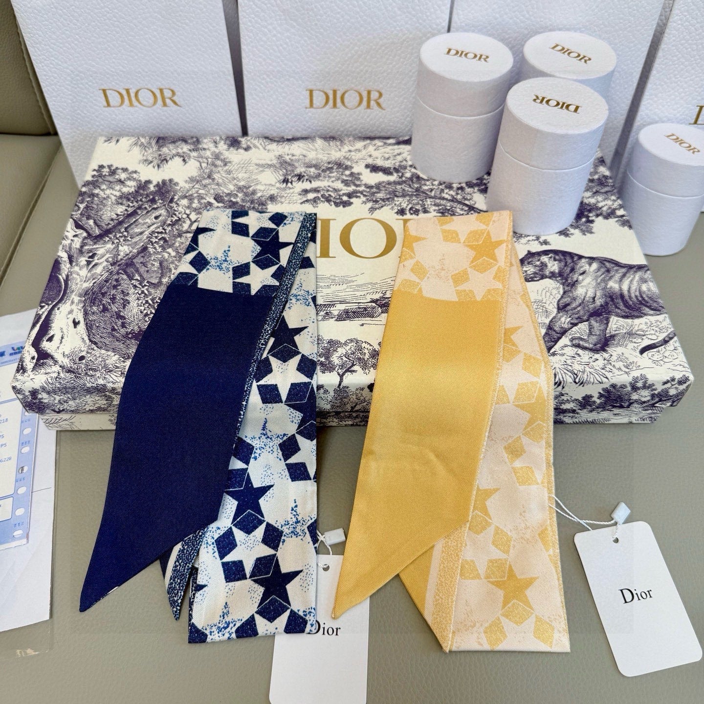 CD Twilly Mini Scarf 105cm Navy Blue Mulberry Silk 949193