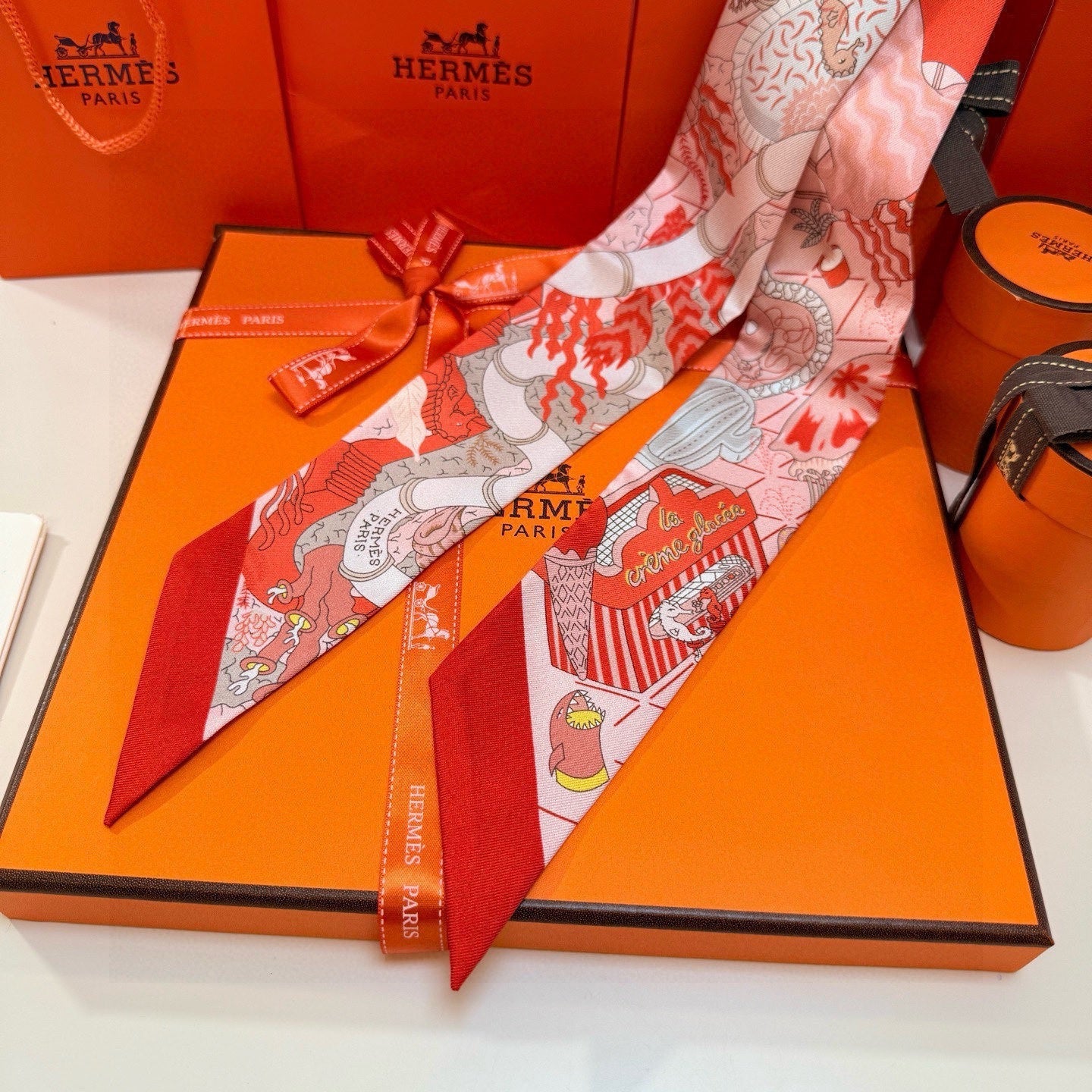 HM Twilly Mini Scarf 86CM Red Mulberry Silk 957043