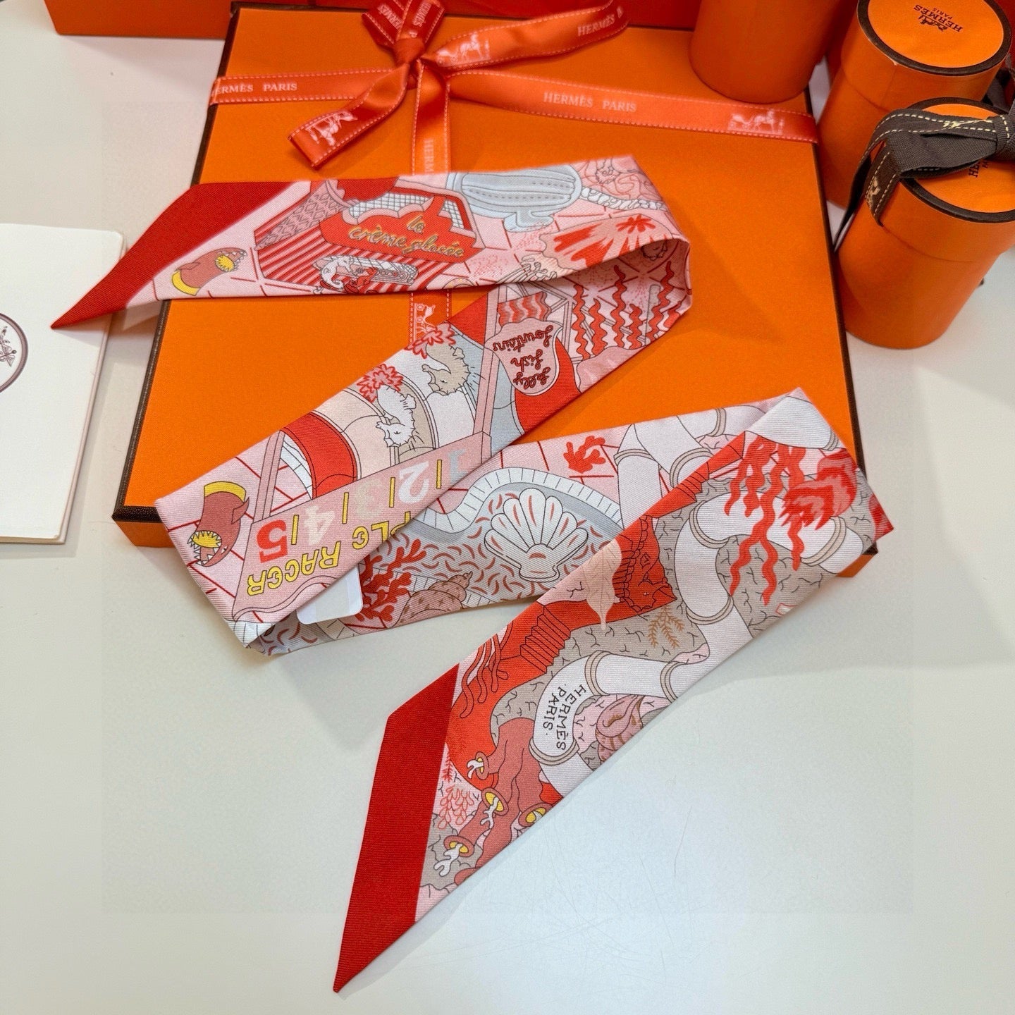 HM Twilly Mini Scarf 86CM Red Mulberry Silk 957043