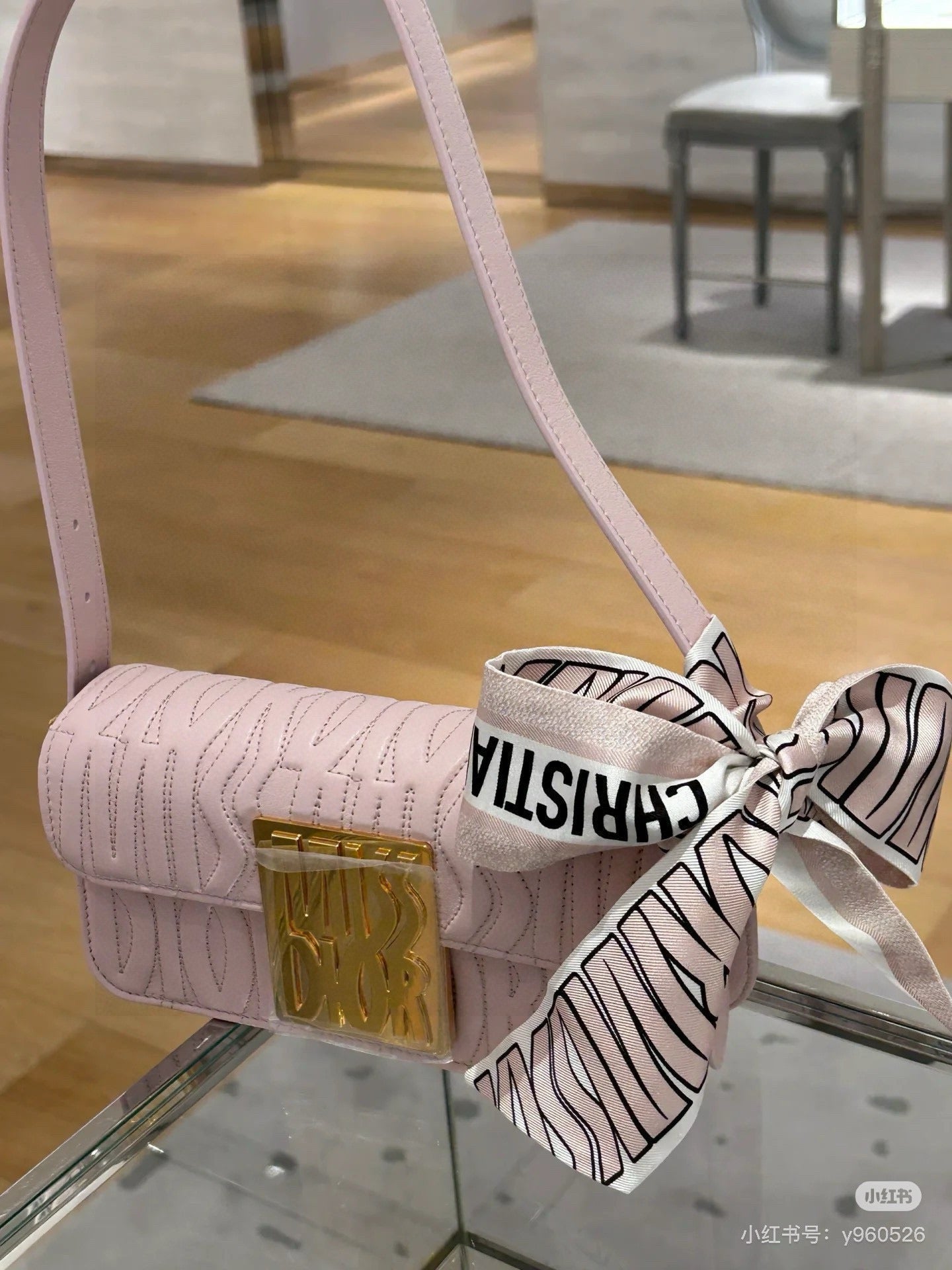 CD Twilly Mini Scarf 105cm Light Pink Mulberry Silk 957053