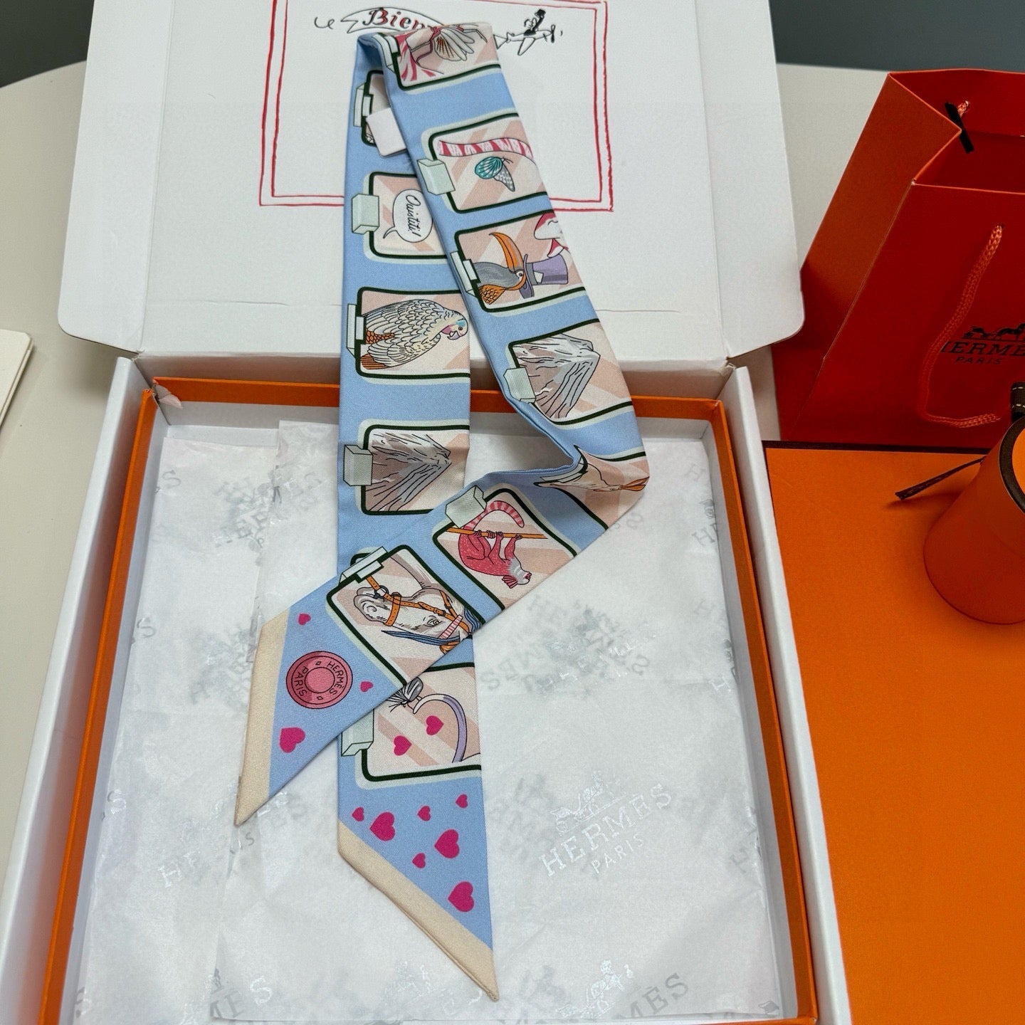 HM Twilly Mini Scarf 86CM Light Blue Mulberry Silk 957158