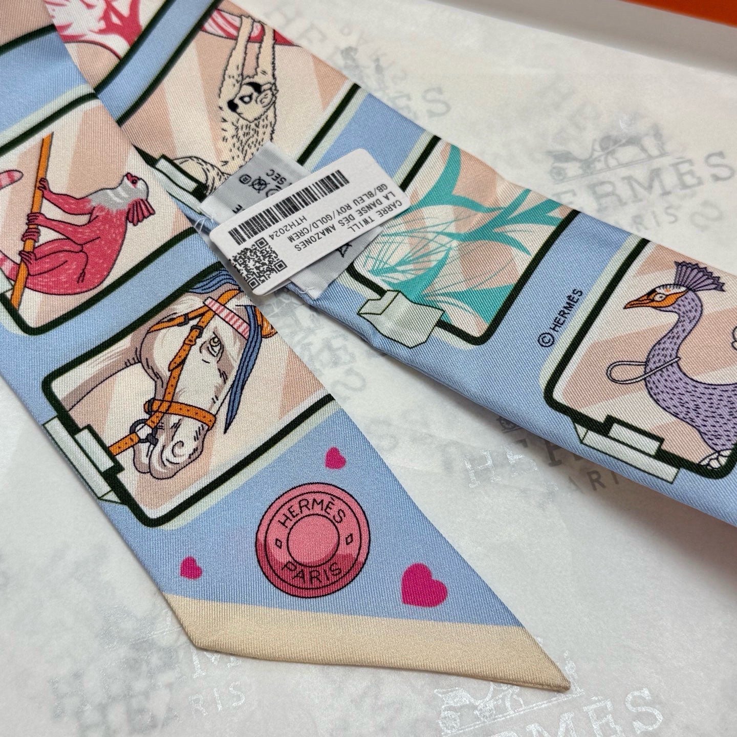 HM Twilly Mini Scarf 86CM Light Blue Mulberry Silk 957158