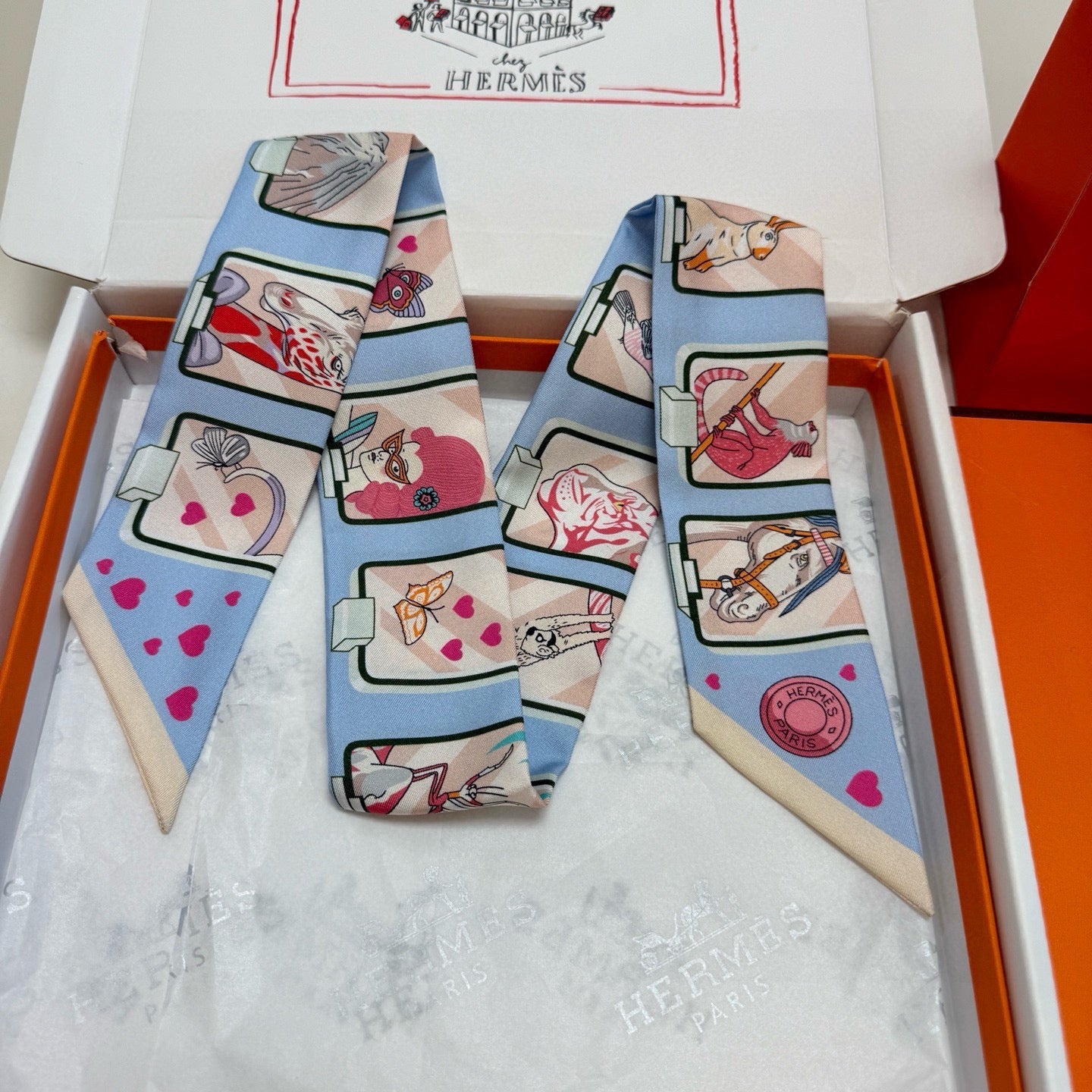 HM Twilly Mini Scarf 86CM Light Blue Mulberry Silk 957158