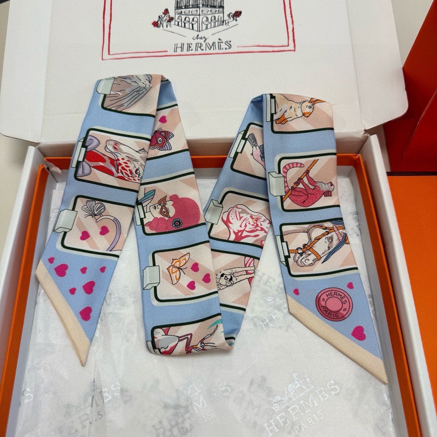 HM Twilly Mini Scarf 86CM Light Blue Mulberry Silk 957158