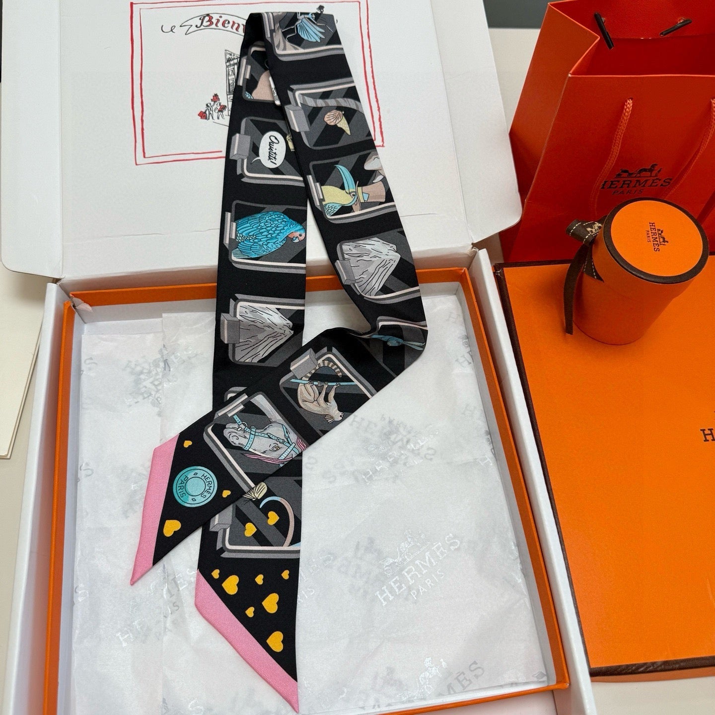 HM Twilly Mini Scarf 86CM Black Mulberry Silk 957159