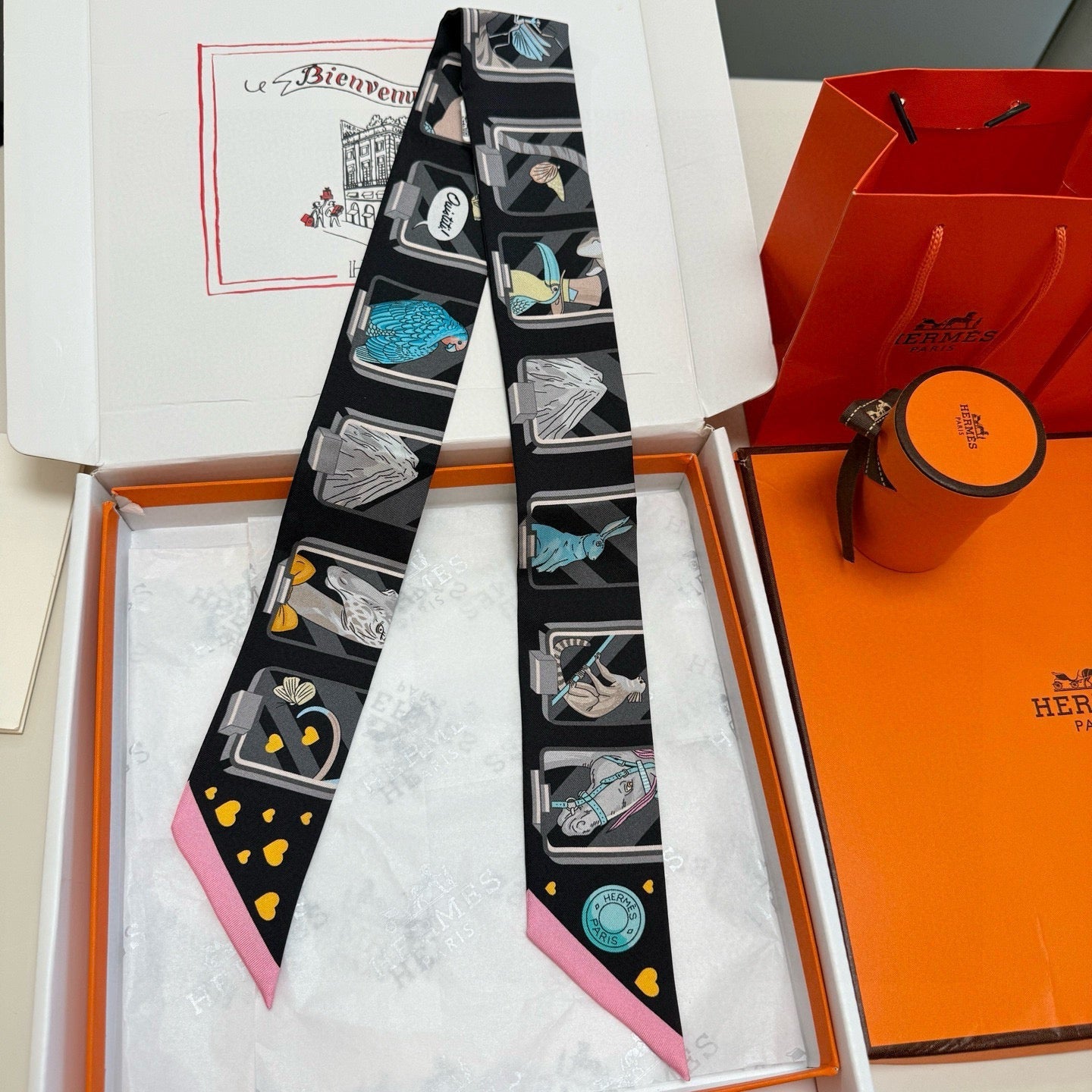 HM Twilly Mini Scarf 86CM Black Mulberry Silk 957159