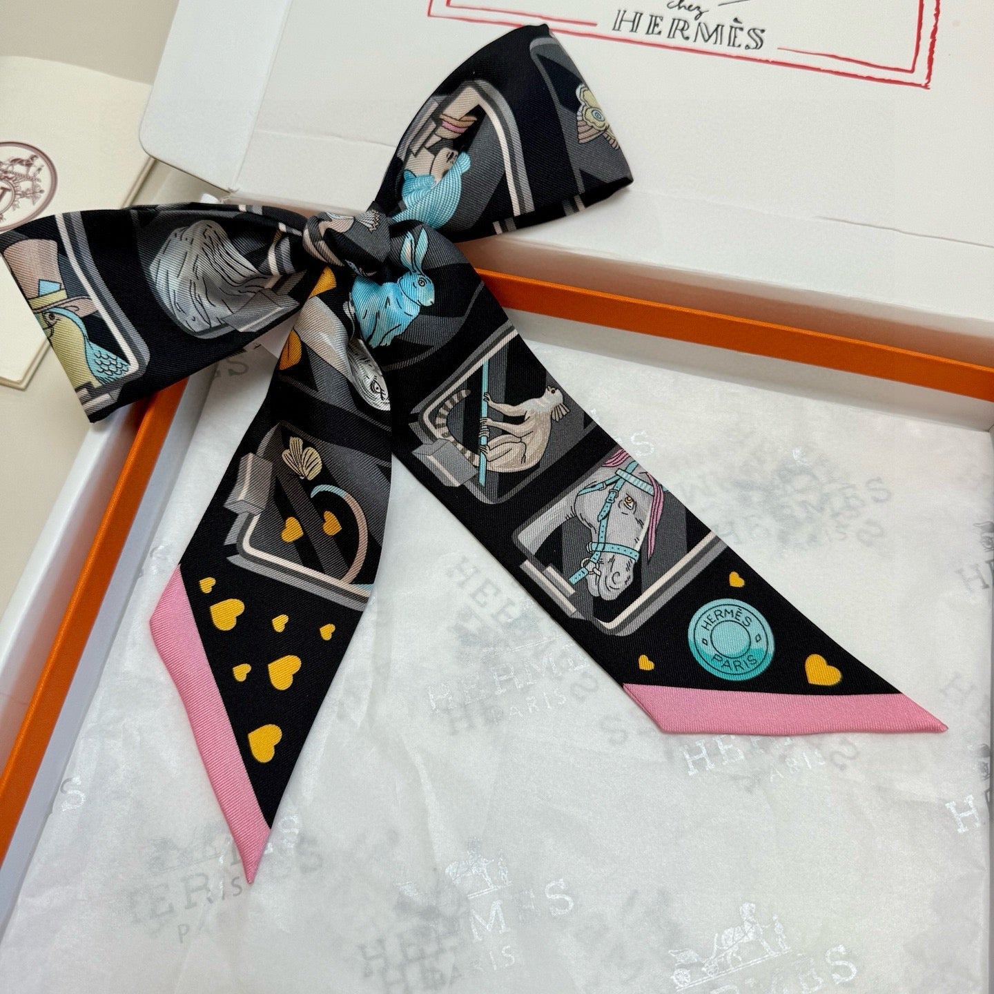 HM Twilly Mini Scarf 86CM Black Mulberry Silk 957159