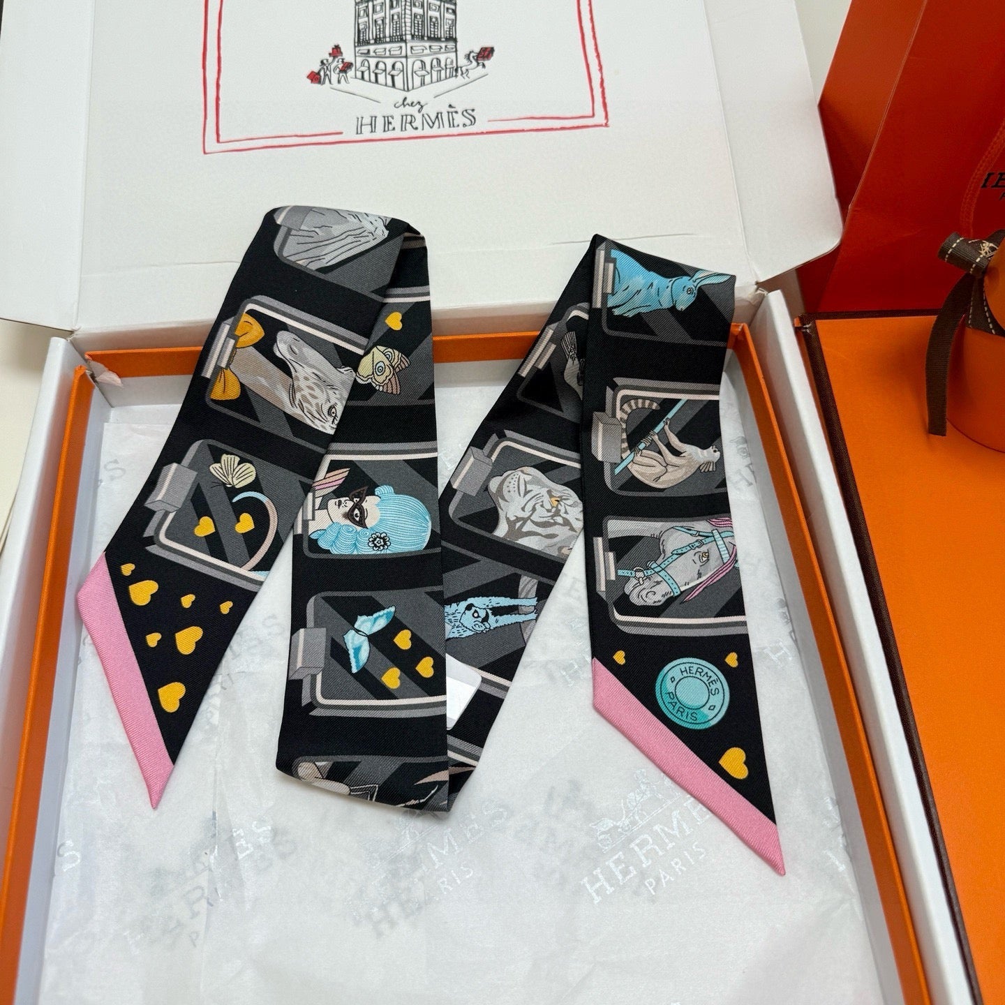 HM Twilly Mini Scarf 86CM Black Mulberry Silk 957159