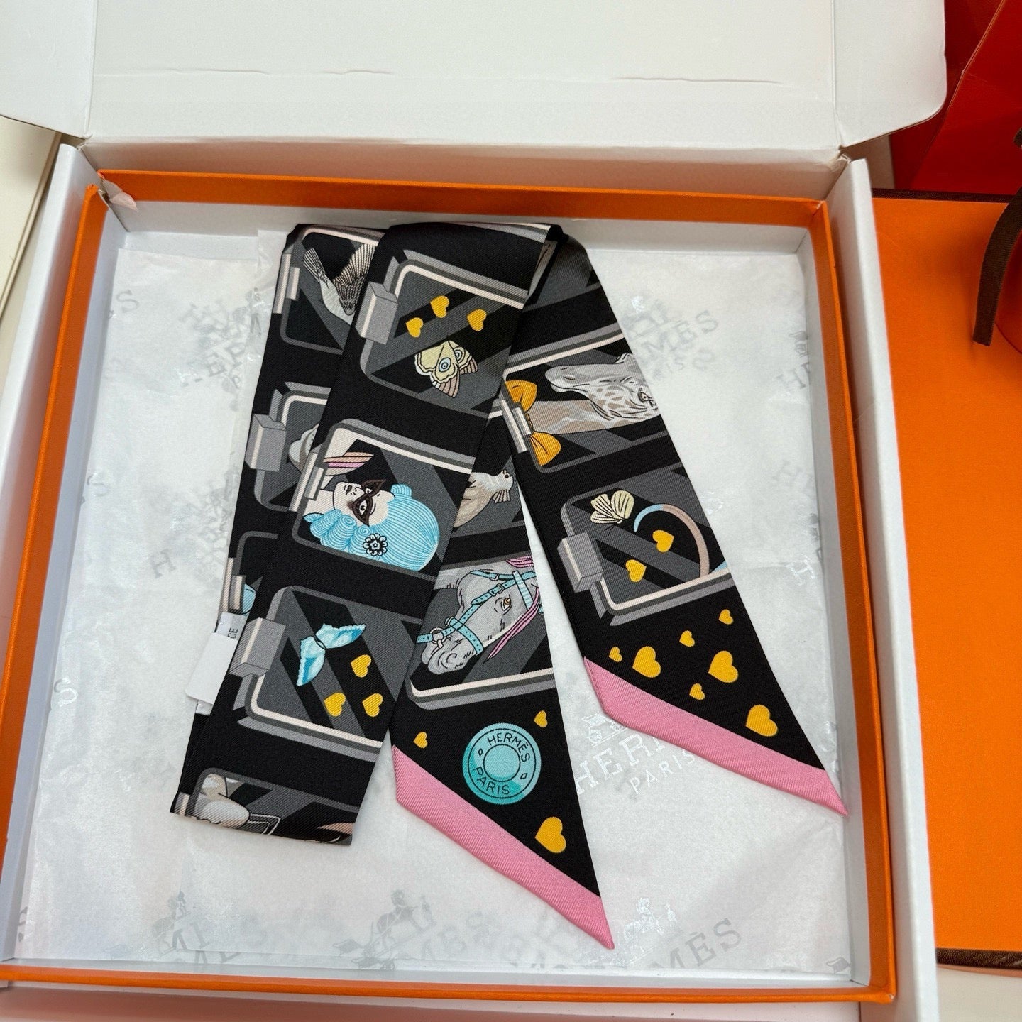 HM Twilly Mini Scarf 86CM Black Mulberry Silk 957159