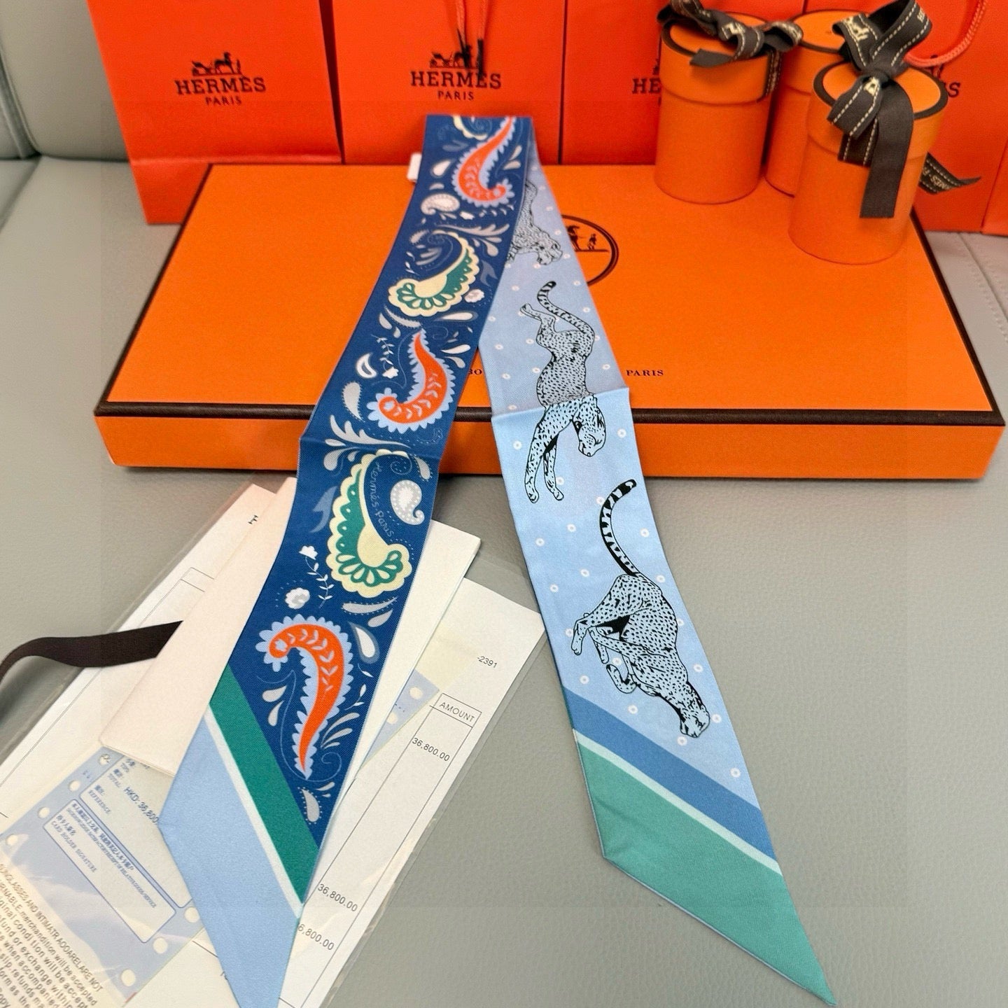 HM Twilly Mini Scarf 86CM Blue Mulberry Silk 965631