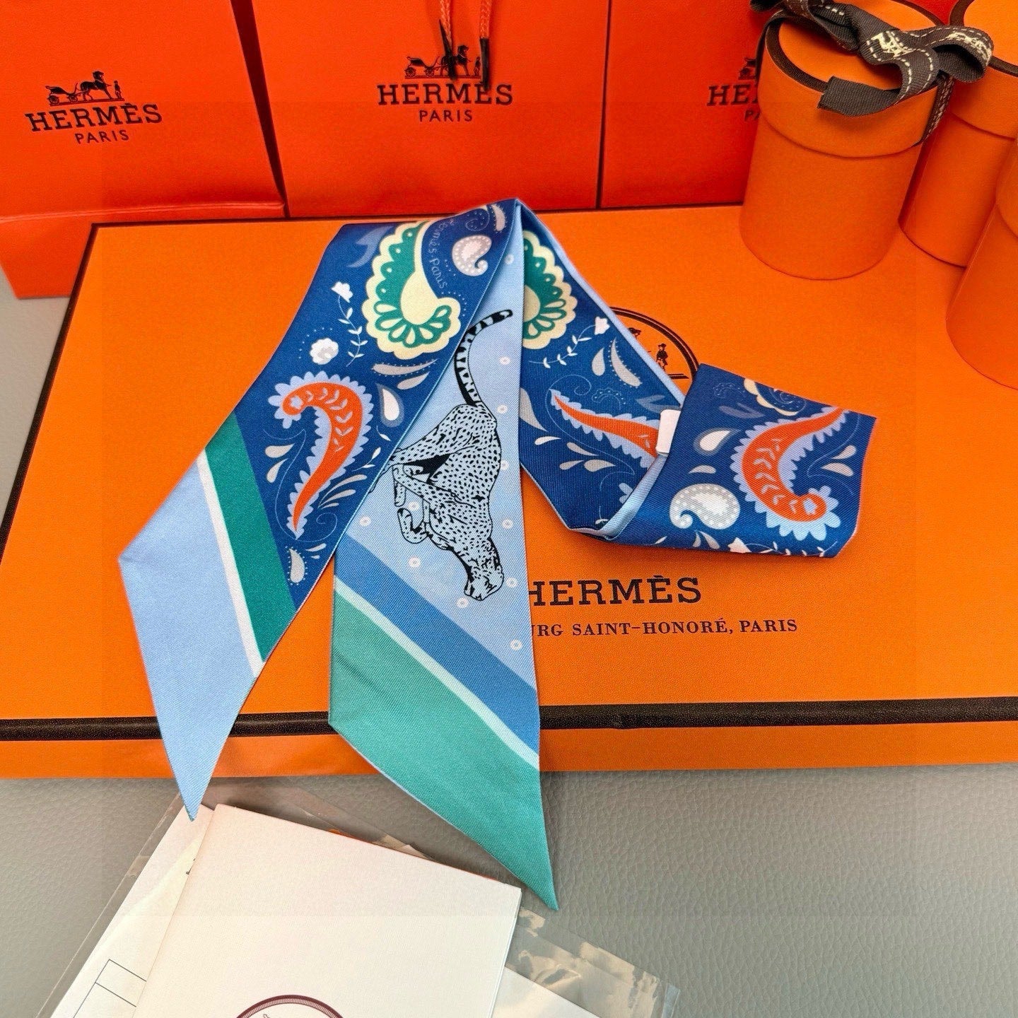 HM Twilly Mini Scarf 86CM Blue Mulberry Silk 965631