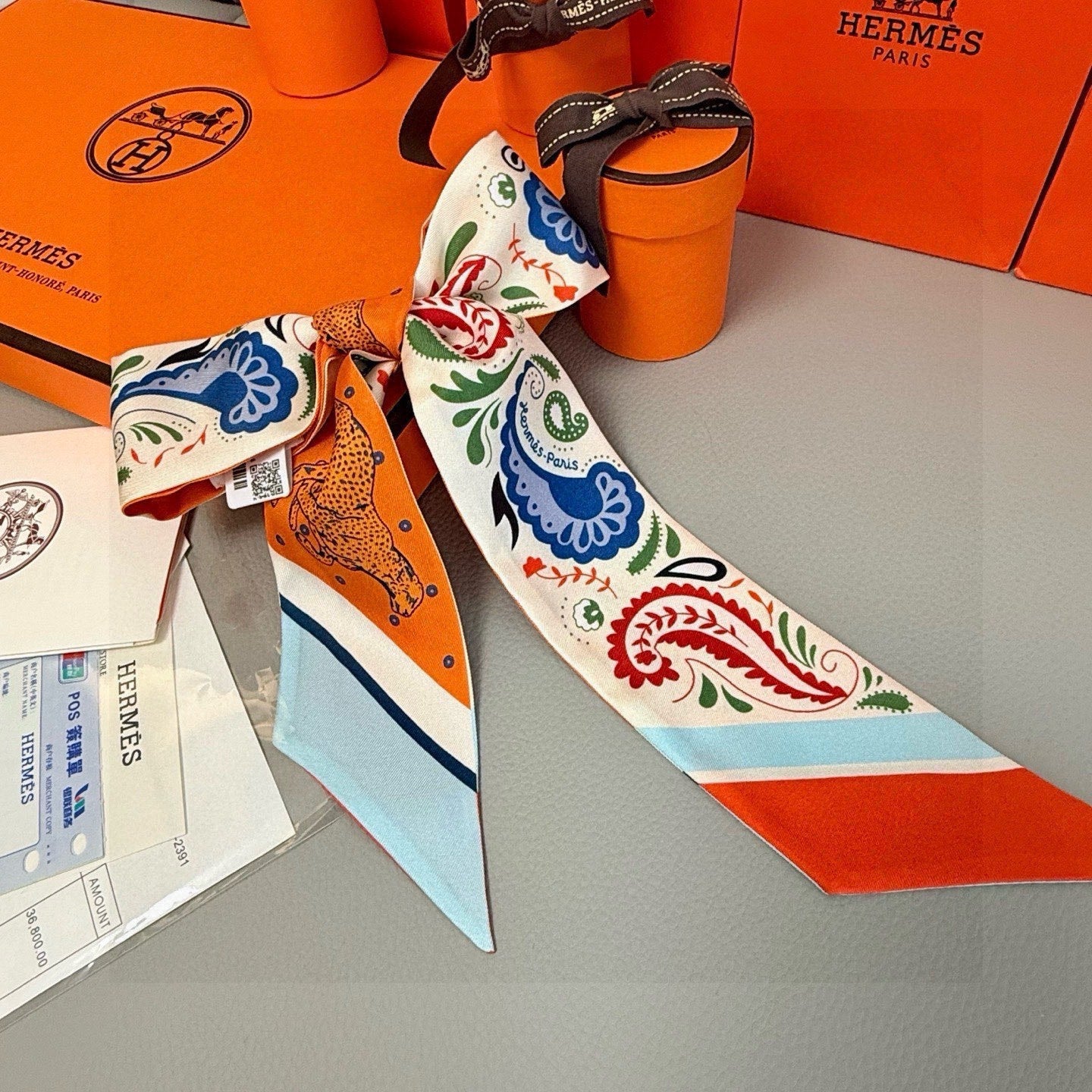 HM Twilly Mini Scarf 86CM Orange Mulberry Silk 965634