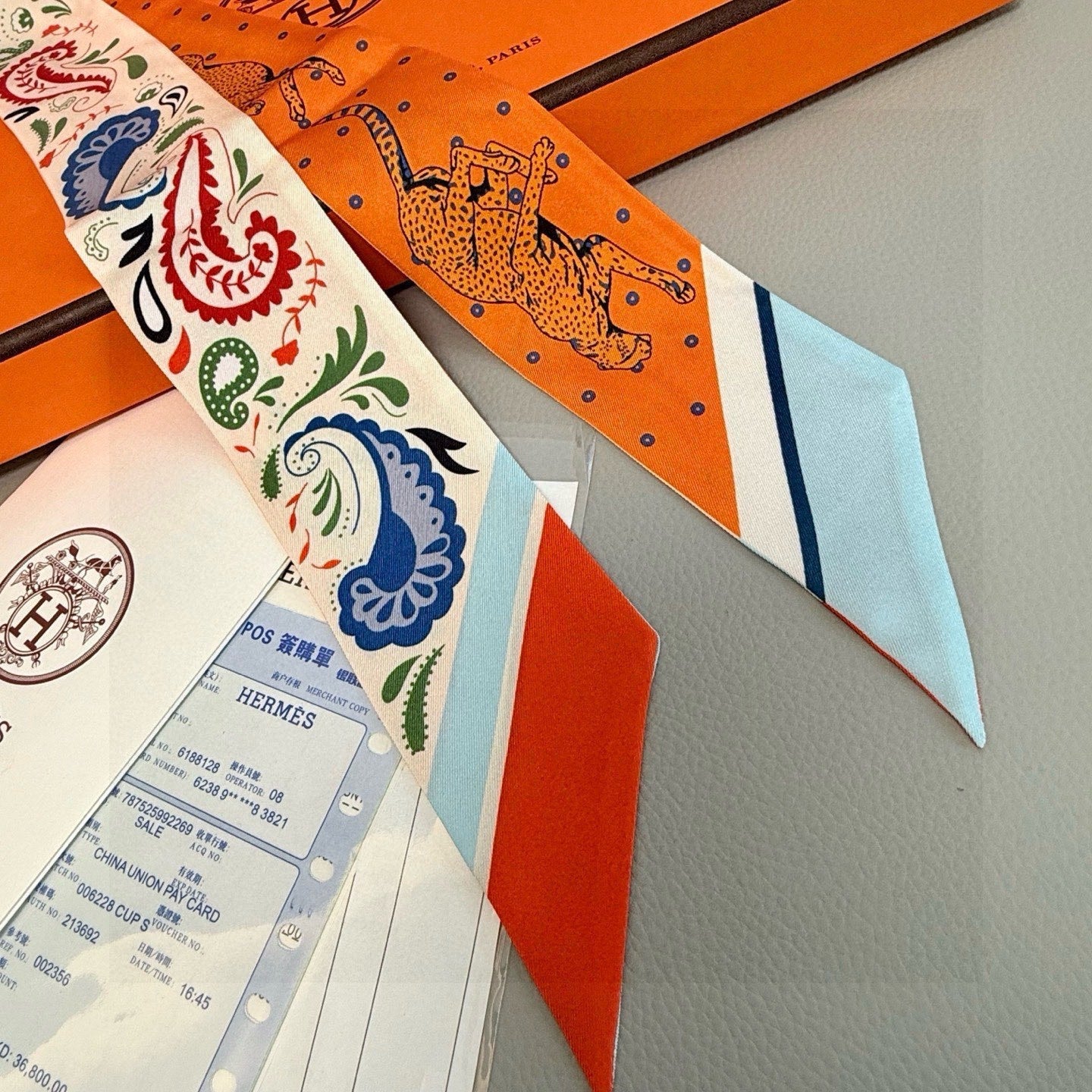 HM Twilly Mini Scarf 86CM Orange Mulberry Silk 965634