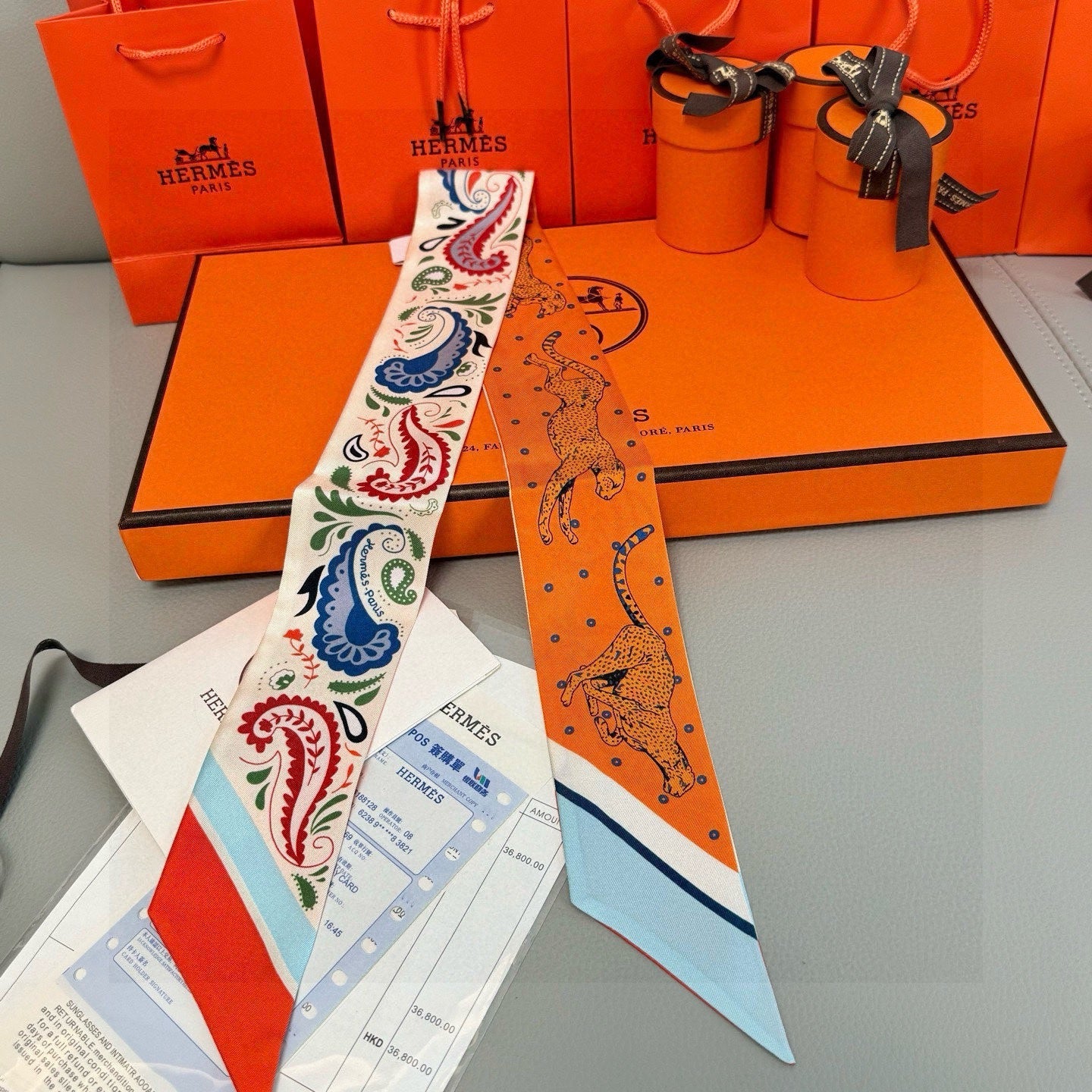 HM Twilly Mini Scarf 86CM Orange Mulberry Silk 965634