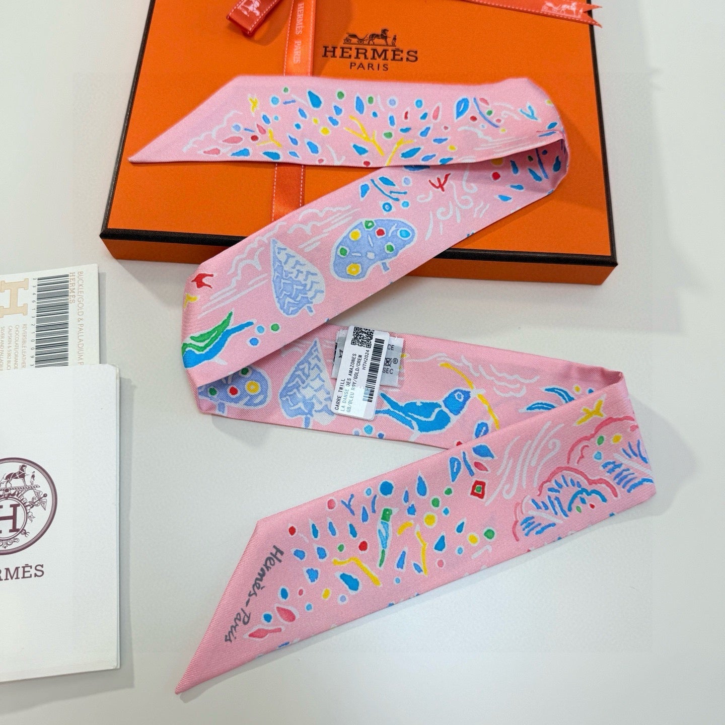 HM Twilly Mini Scarf 86CM Pink Mulberry Silk 967442