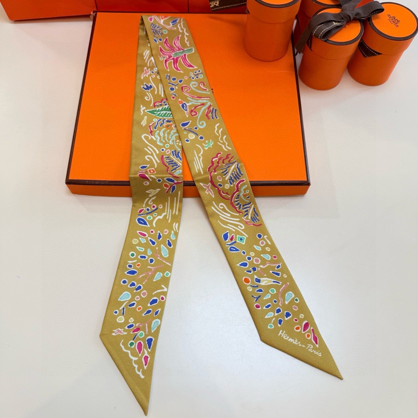 HM Twilly Mini Scarf 86CM Mustard Yellow Mulberry Silk 967443