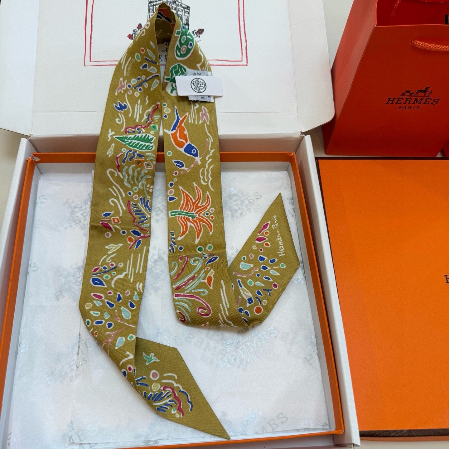 HM Twilly Mini Scarf 86CM Mustard Yellow Mulberry Silk 967443