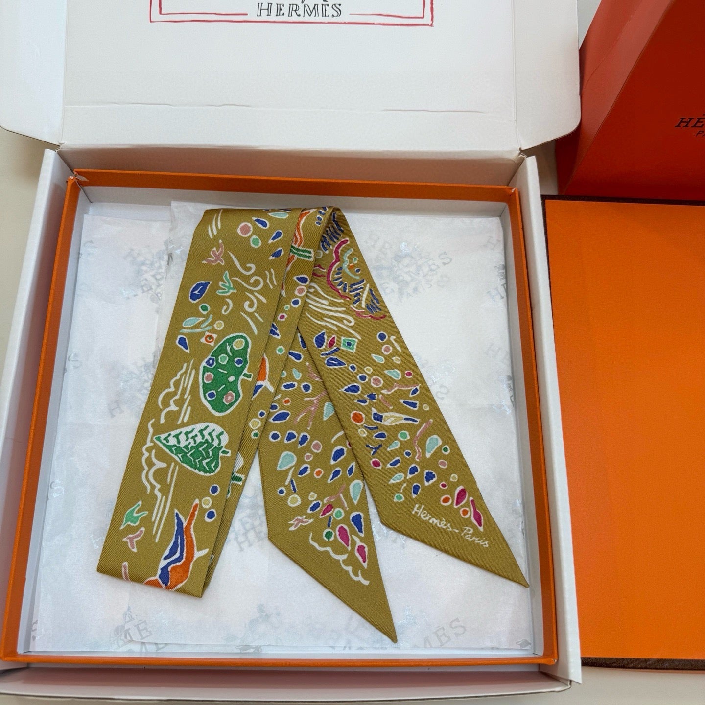 HM Twilly Mini Scarf 86CM Mustard Yellow Mulberry Silk 967443