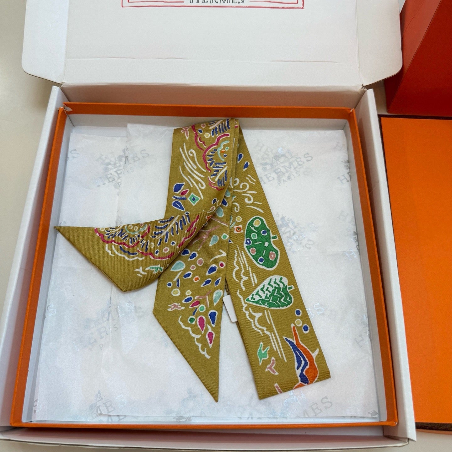 HM Twilly Mini Scarf 86CM Mustard Yellow Mulberry Silk 967443