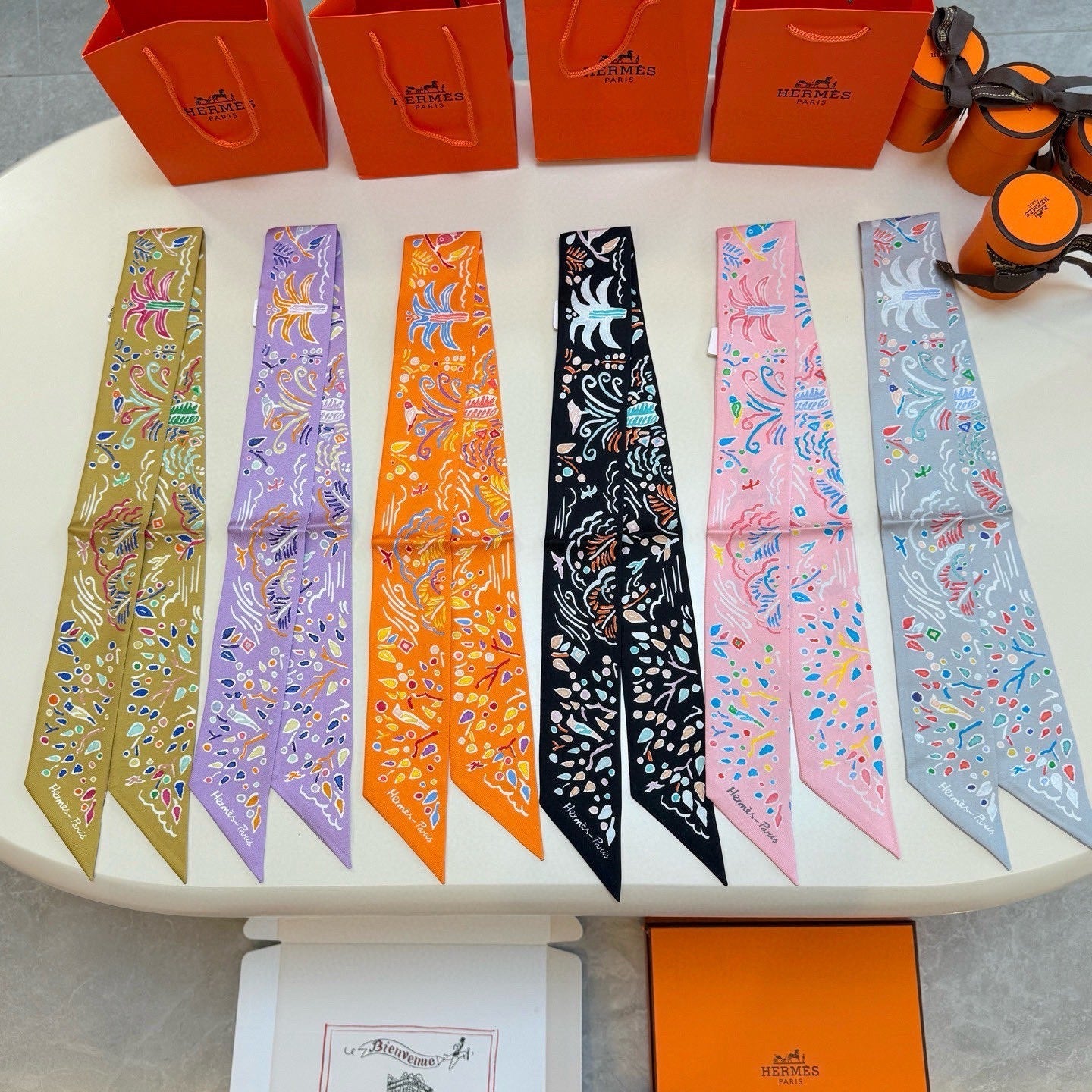 HM Twilly Mini Scarf 86CM Orange Mulberry Silk 967445