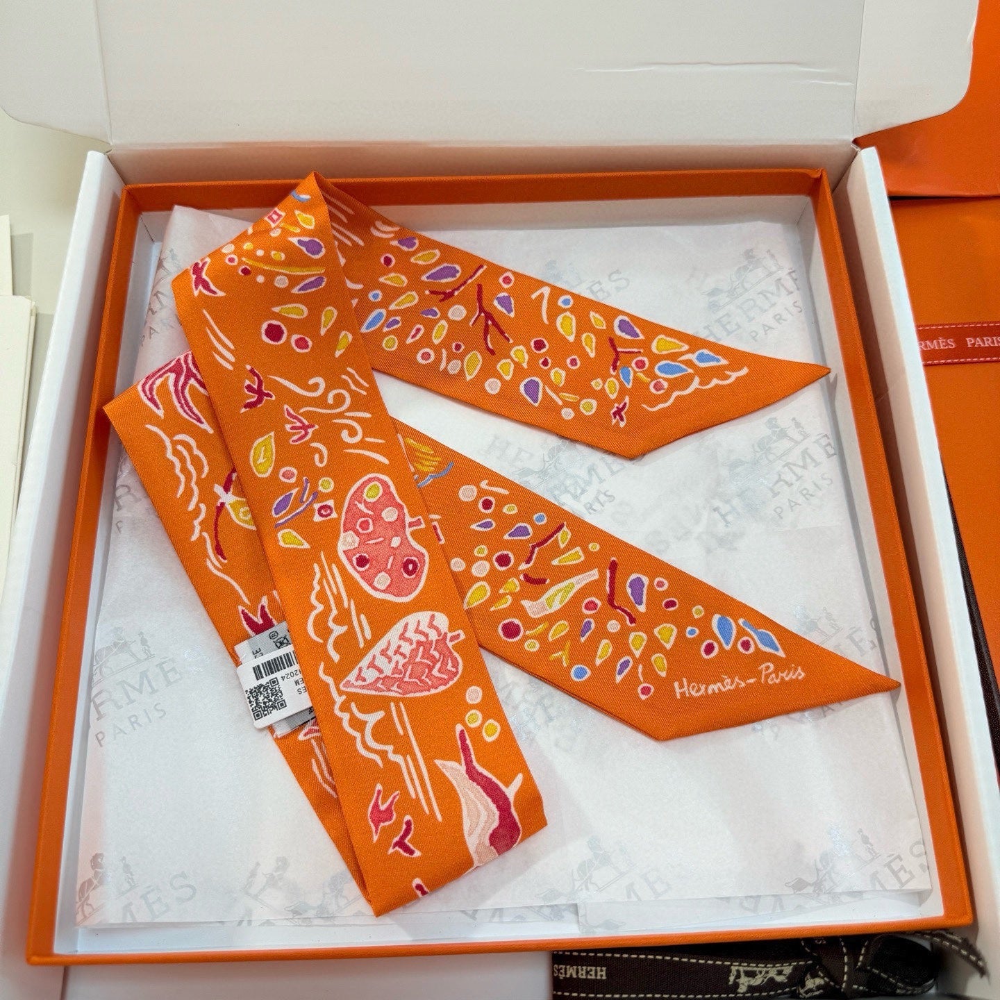 HM Twilly Mini Scarf 86CM Orange Mulberry Silk 967445