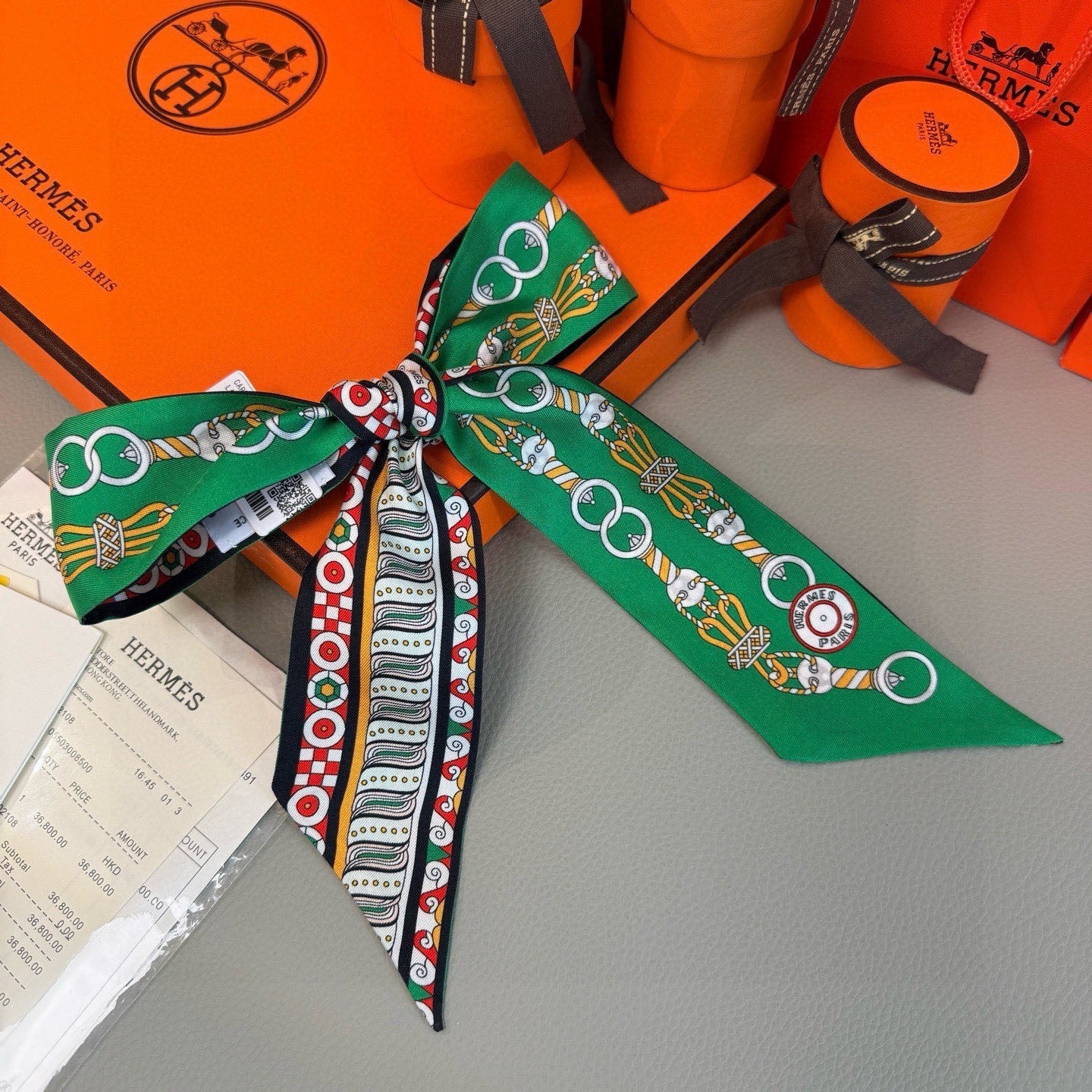 HM Twilly Mini Scarf 86CM Green Mulberry Silk 967447