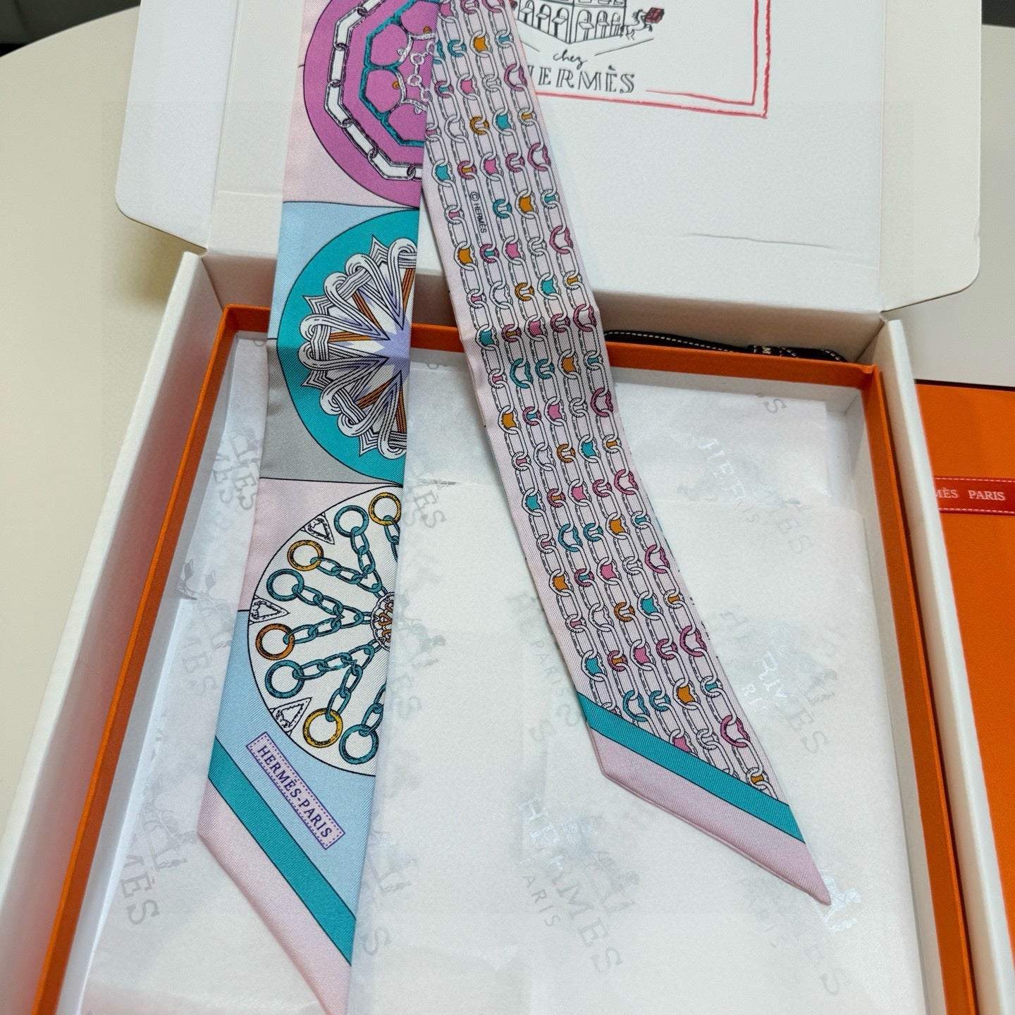 HM Twilly Mini Scarf 86CM Purple Blue Mulberry Silk 967455