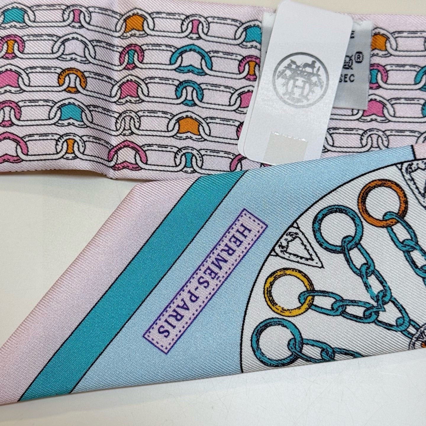 HM Twilly Mini Scarf 86CM Purple Blue Mulberry Silk 967455