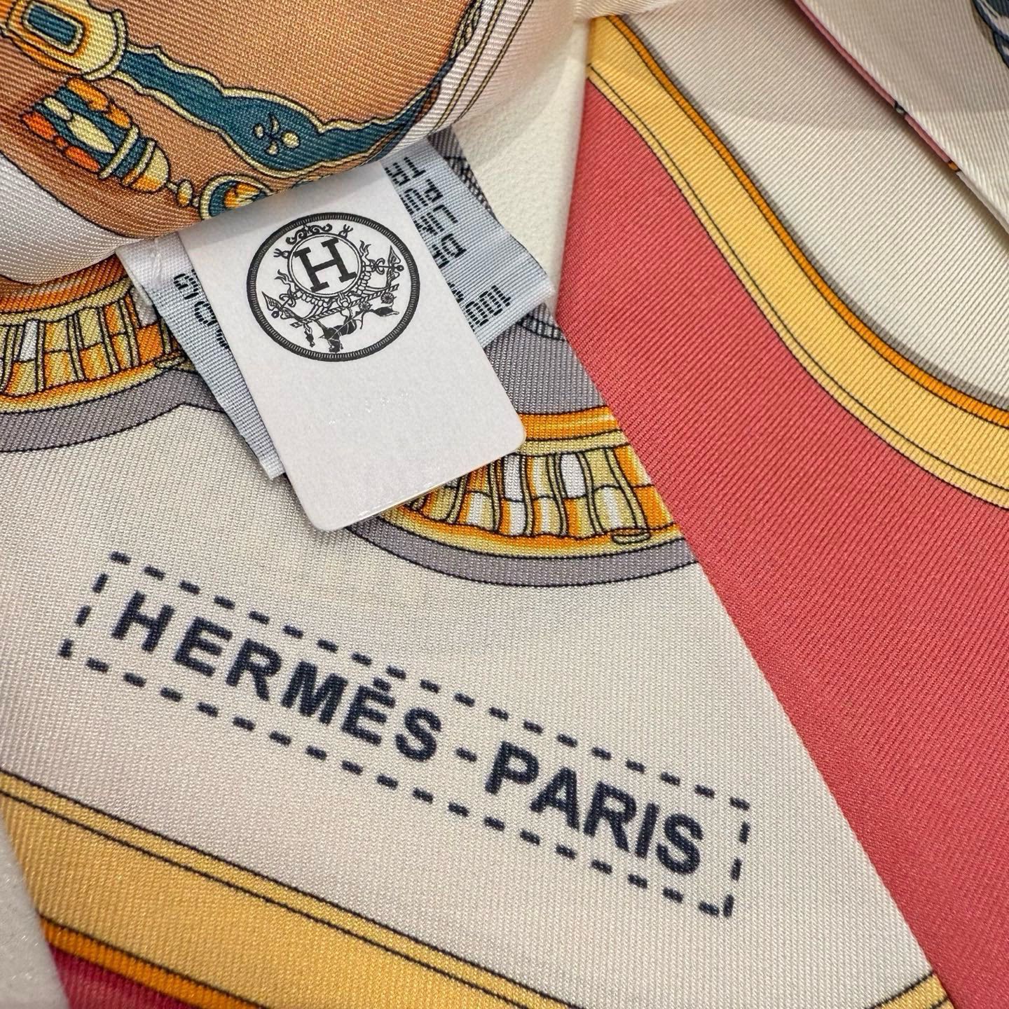 HM Twilly Mini Scarf 86CM Pink Beige Mulberry Silk 968831