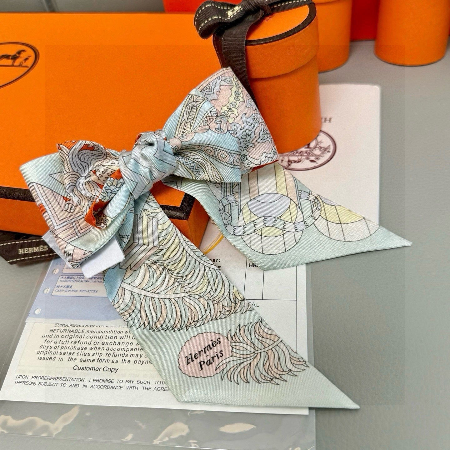 HM Twilly Mini Scarf 86CM Baby Blue Mulberry Silk 969052