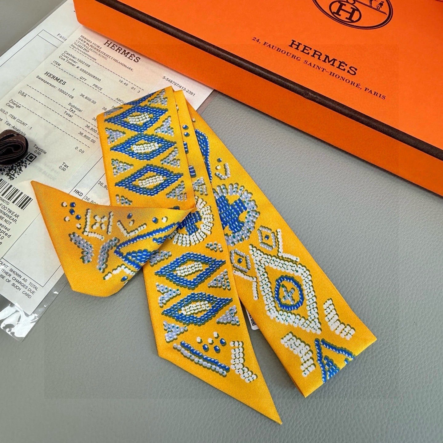 HM Twilly Mini Scarf 86CM Yellow Mulberry Silk 969054