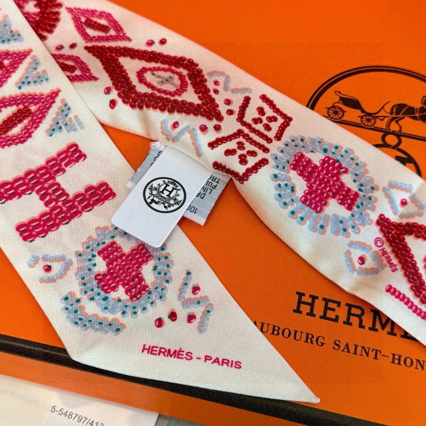 HM Twilly Mini Scarf 86CM Pink Mulberry Silk 969056