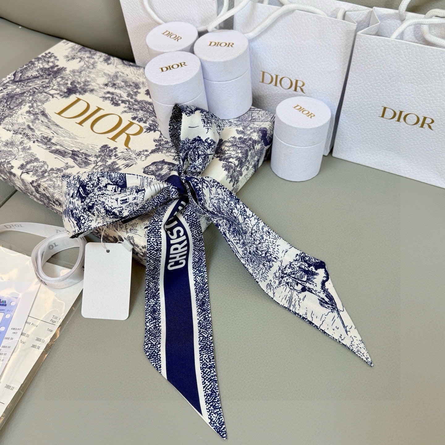 CD Twilly Mini Scarf 105cm Dark Blue Mulberry Silk 976493