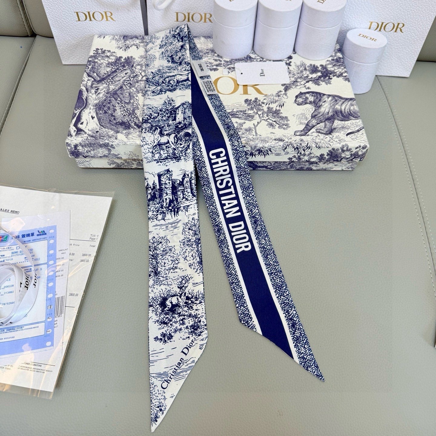 CD Twilly Mini Scarf 105cm Dark Blue Mulberry Silk 976493