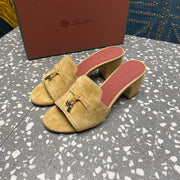 Summer Charms Mules 50mm Gold Suede Salmon Lambskin