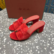 Summer Charms Mules 50mm Red Suede Salmon Lambskin